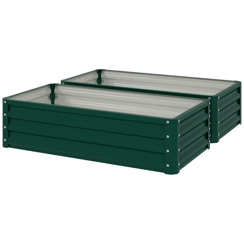 Galvanized Metal Raised Planter Box for Vegetables &#x26; Flowers