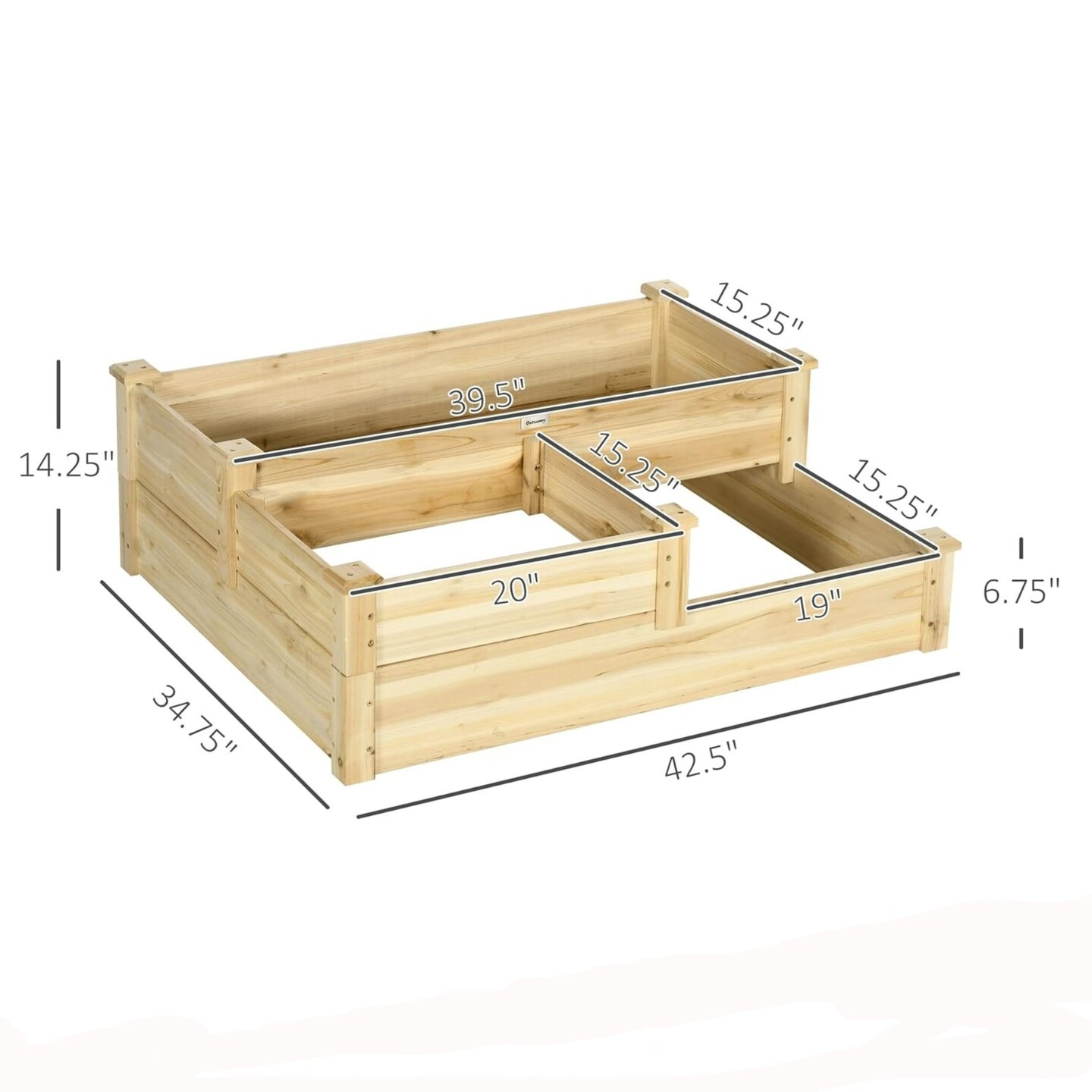 3-Tier Wooden Raised Garden Bed with Open Bottom