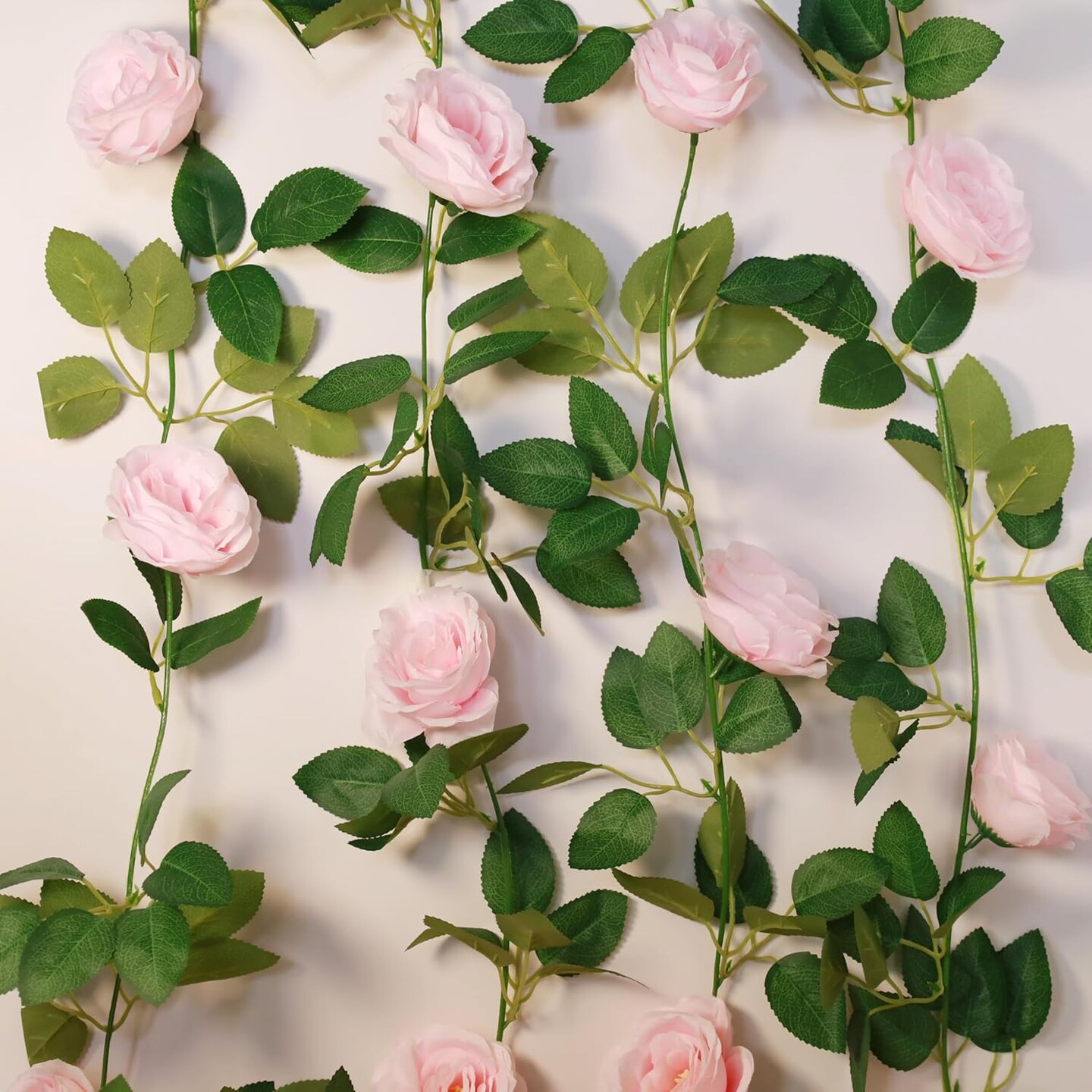 4Pcs(26 Ft) Pink Flower Garland for Daughters Babyshower, Rose Garlands for Decoration, Artificial Rose Hanging Vine for Wedding Artificial Plants for Party Garden Craft Art Garland