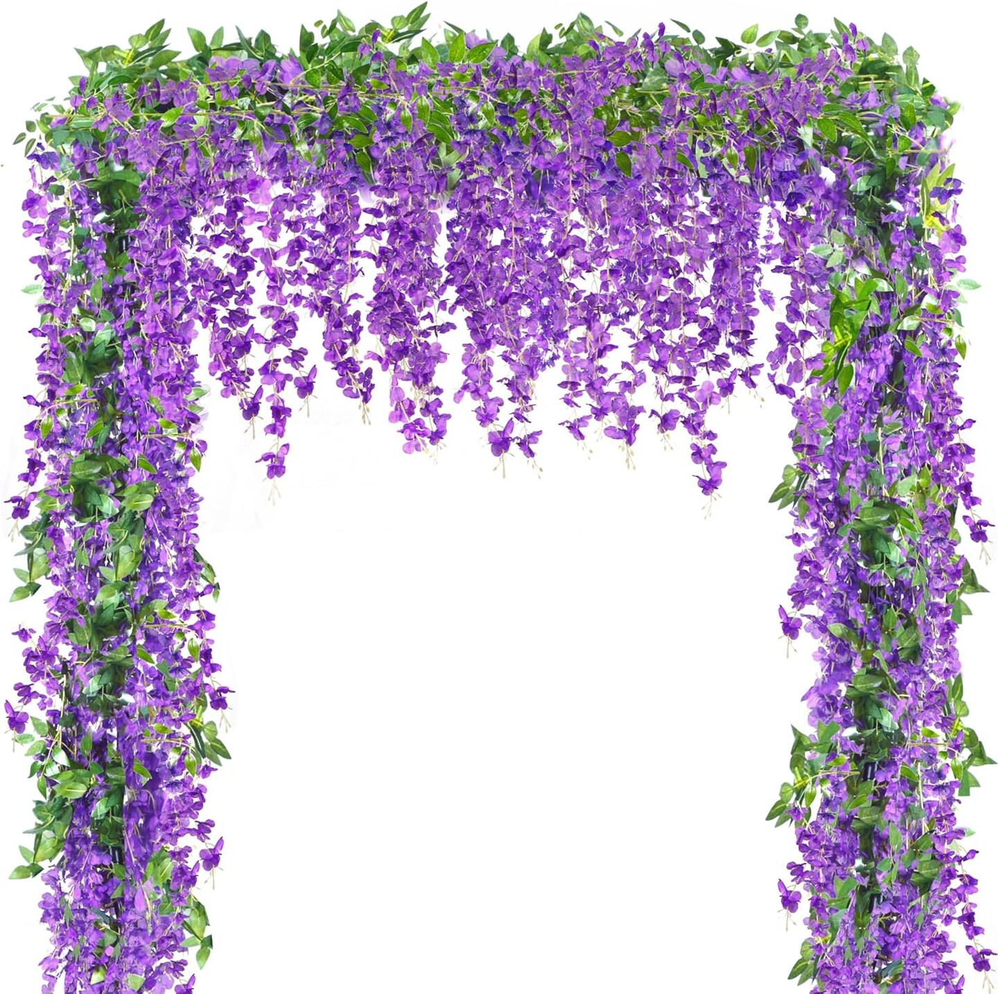 6Pcs Wisteria Garland Artificial Flowers – Fake Hanging Wisteria Vines for Home, Garden, Outdoor Weddings, Arch, Party & Ceremony Decor (Purple) – Total Length 35.4ft