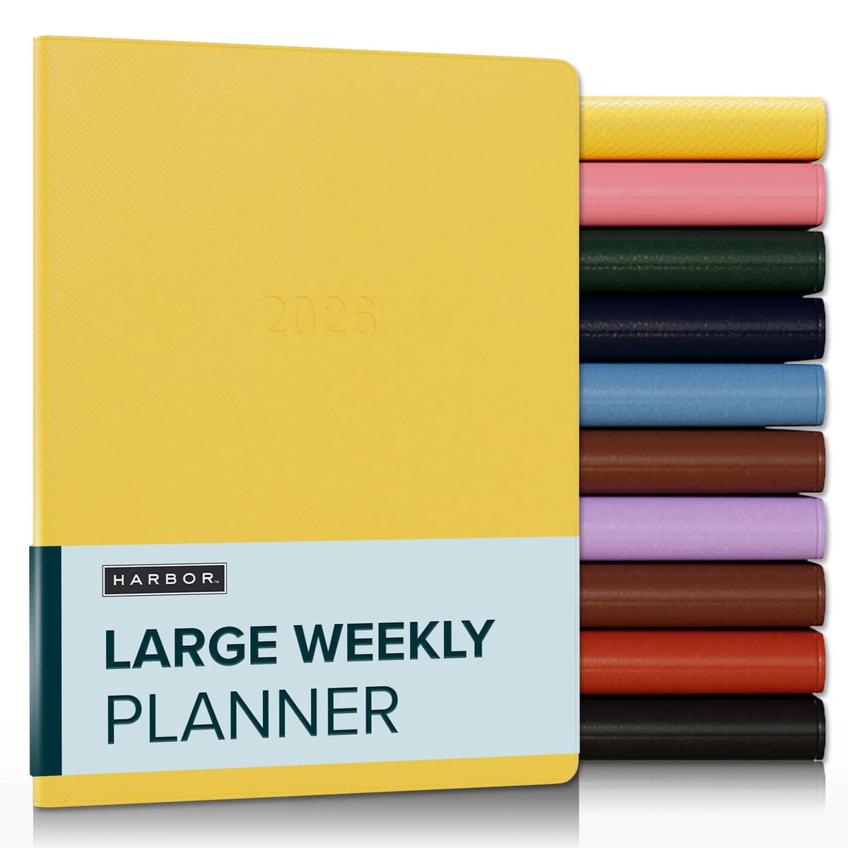 Harbor Large Weekly and Monthly Planner 2026 - Calendar Planner and Notebook, Durable Faux Leather, 192 Pages, Softcover & Book Bound - 9.75 x 7.5 "