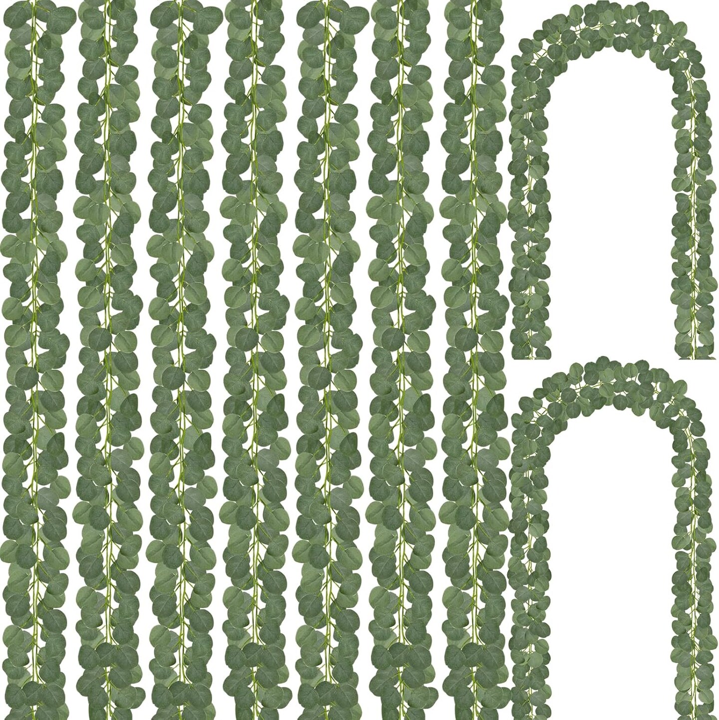 24 Pack Artificial Eucalyptus Garland – 168FT Faux Greenery Vines for Wedding Backdrop, Fireplace, Arch, Door, Wall & Room Decoration