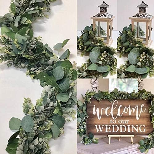 6.2 Ft Long Faux Eucalyptus Greenery Garland – Wedding Arch Summer Decor with Lamb’s Ear & Magnolia Leaves