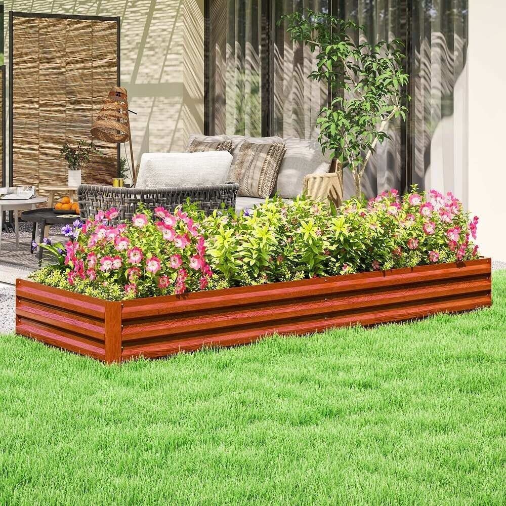Galvanized Metal Raised Garden Bed for Vegetables, Flowers & Herbs