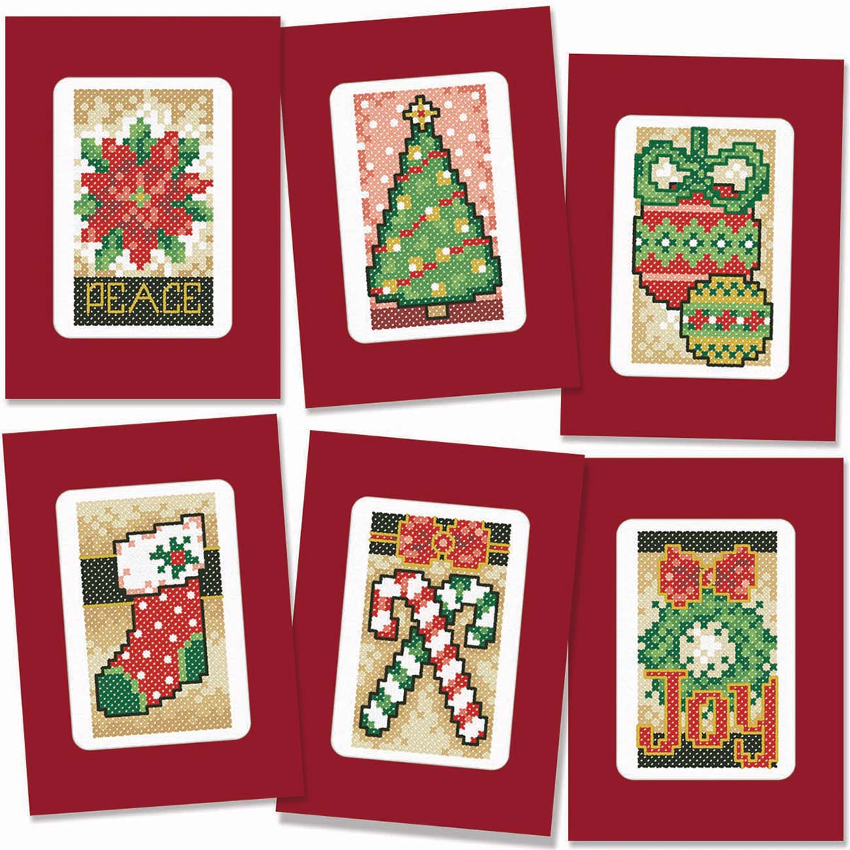Herrschners  Classic Christmas Greeting Cards Stamped Cross-Stitch Kit