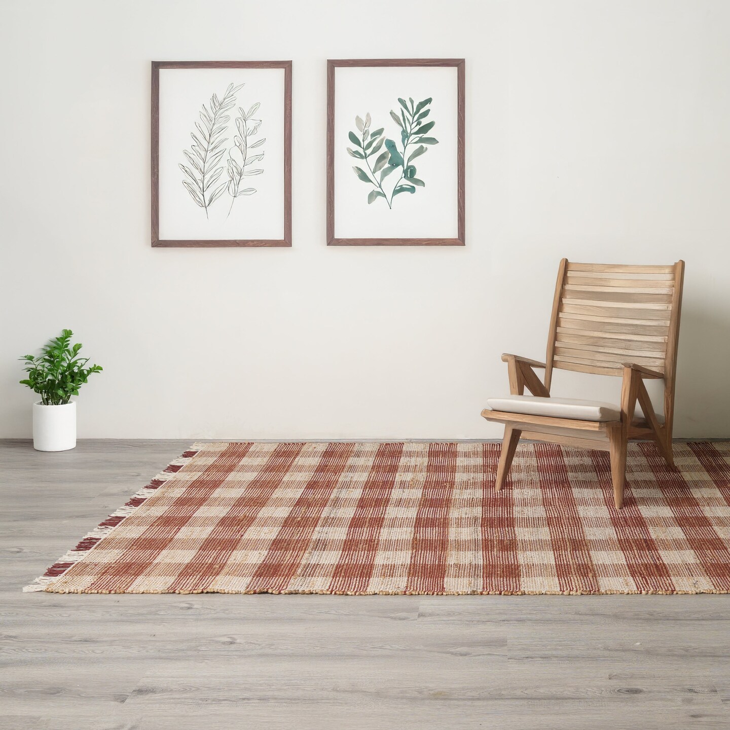 Handwoven Jute &#x26; Cotton Plaid Rug &#x2013; Eco-Friendly, Durable, and Soft (5x7 ft)