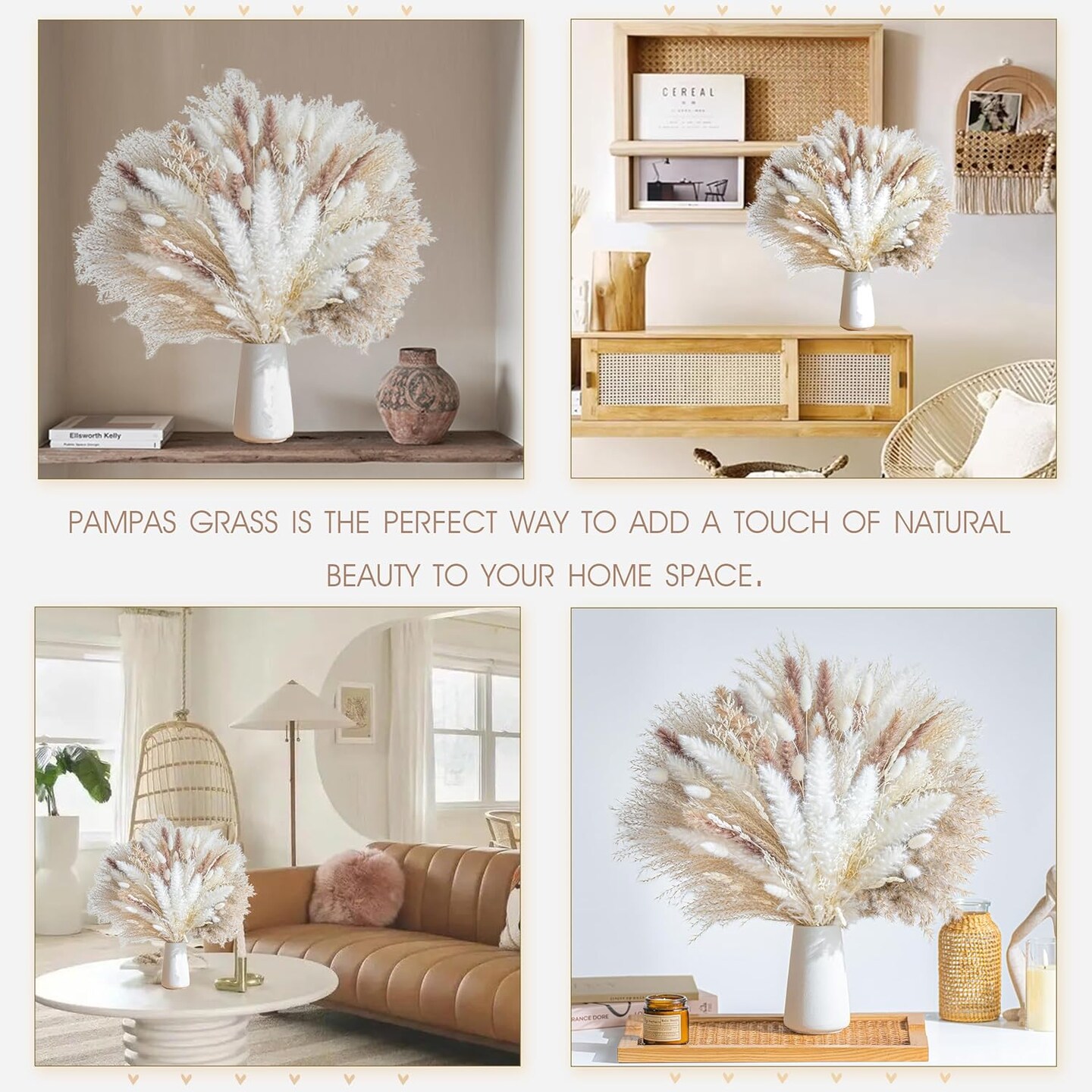 Natural Dried Pampas Grass Boho Home Decor Bouquet Phragmites Dried Flowers Bouquet for Wedding Floral Arrangements Home Decorations