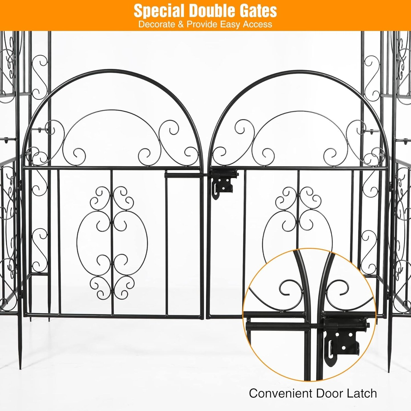 Heavy Duty Metal Garden Arbor Trellis with Gate