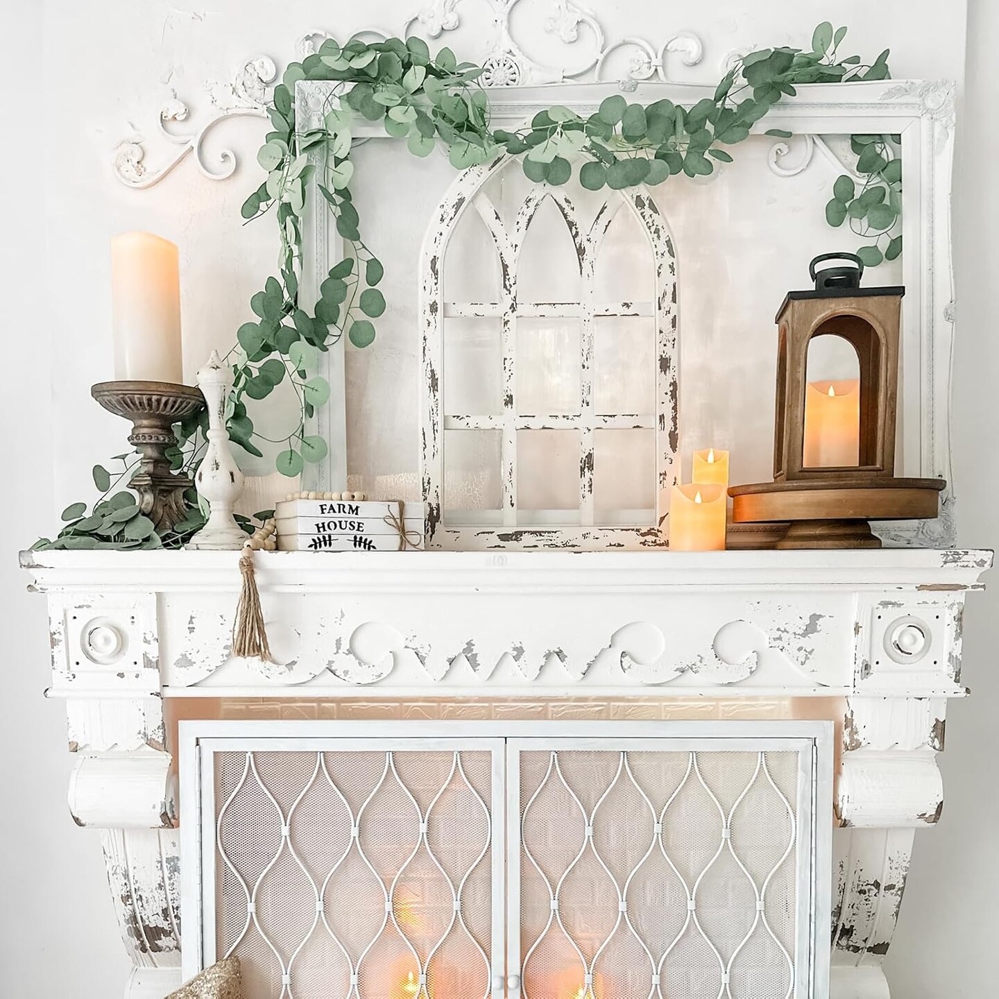 24 Pack Artificial Eucalyptus Garland – 168FT Faux Greenery Vines for Wedding Backdrop, Fireplace, Arch, Door, Wall & Room Decoration