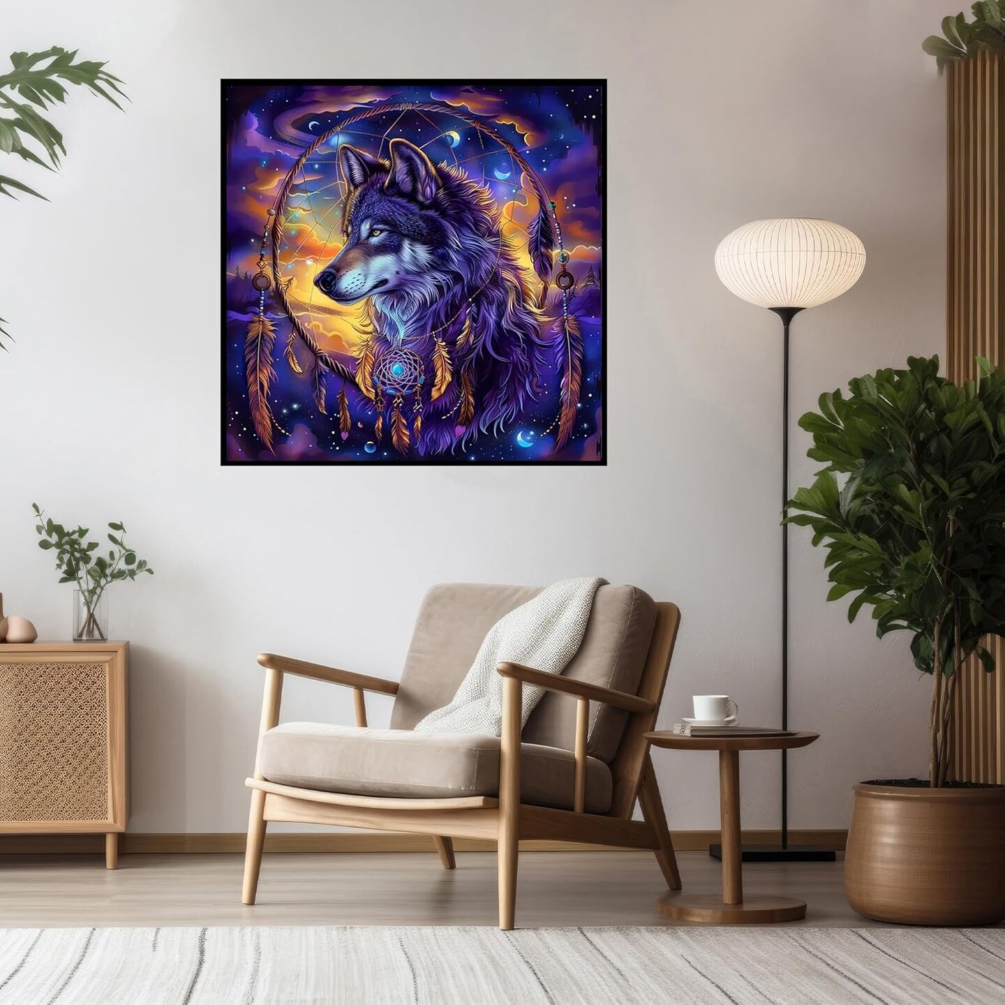 Wolf Diamond Painting Kits for Adults Wolf Dream Catcher Diamond Art Kits for Adults Beginner Dream Catcher DIY Full Drill Diamond Paintings 5D Gem Art and Crafts 15.7x15.7 inch