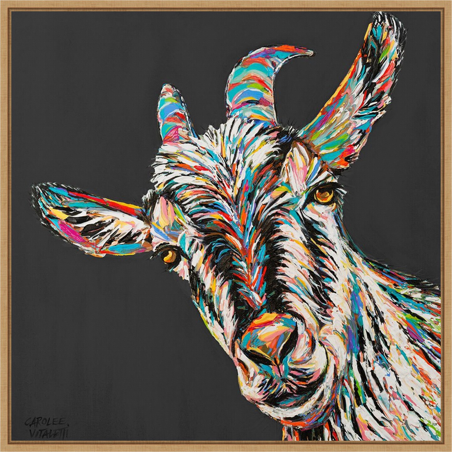 Custom Funny Goat I by Carolee Vitaletti Framed Canvas Wall Art