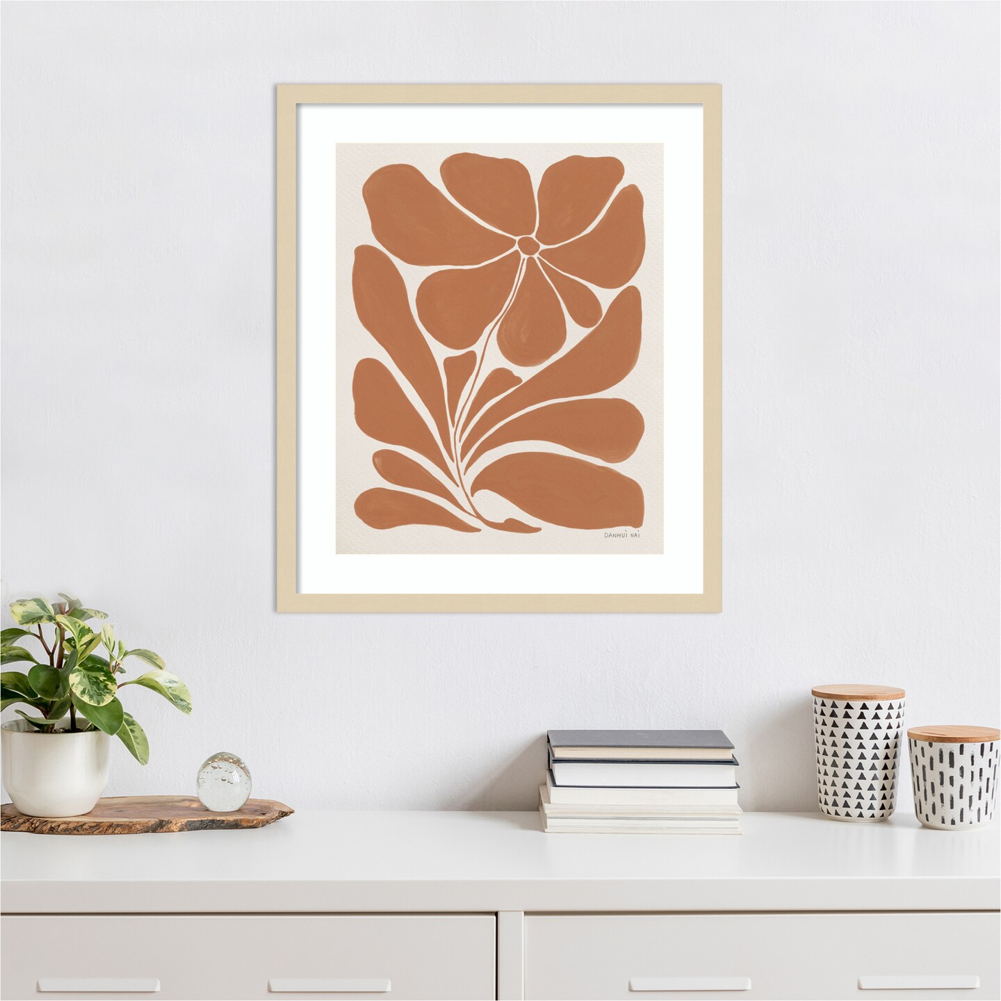 Blooming Joy I Terracotta by Danhui Nai Wood Framed Wall Art Print