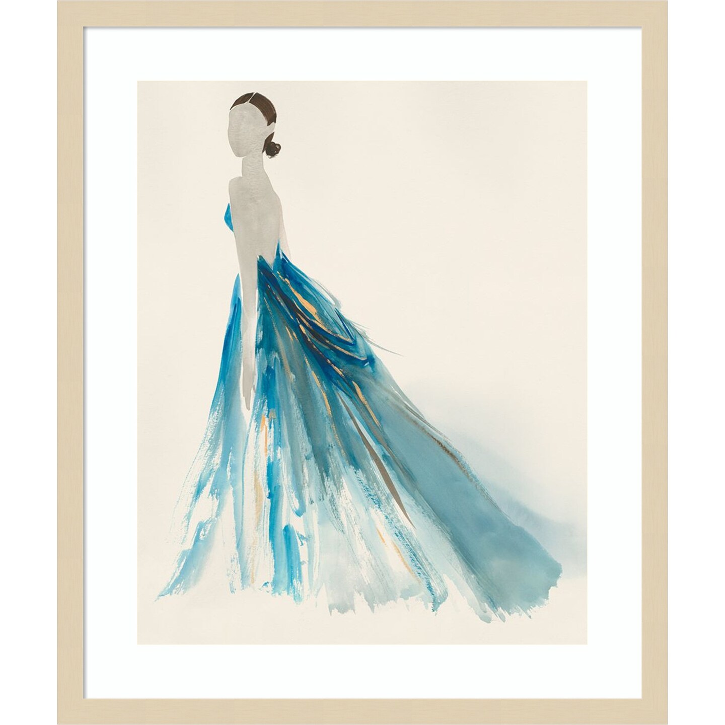 Blue Dress II by Lily k Wood Framed Wall Art Print, Size: 21 in. W x 25 in.  H