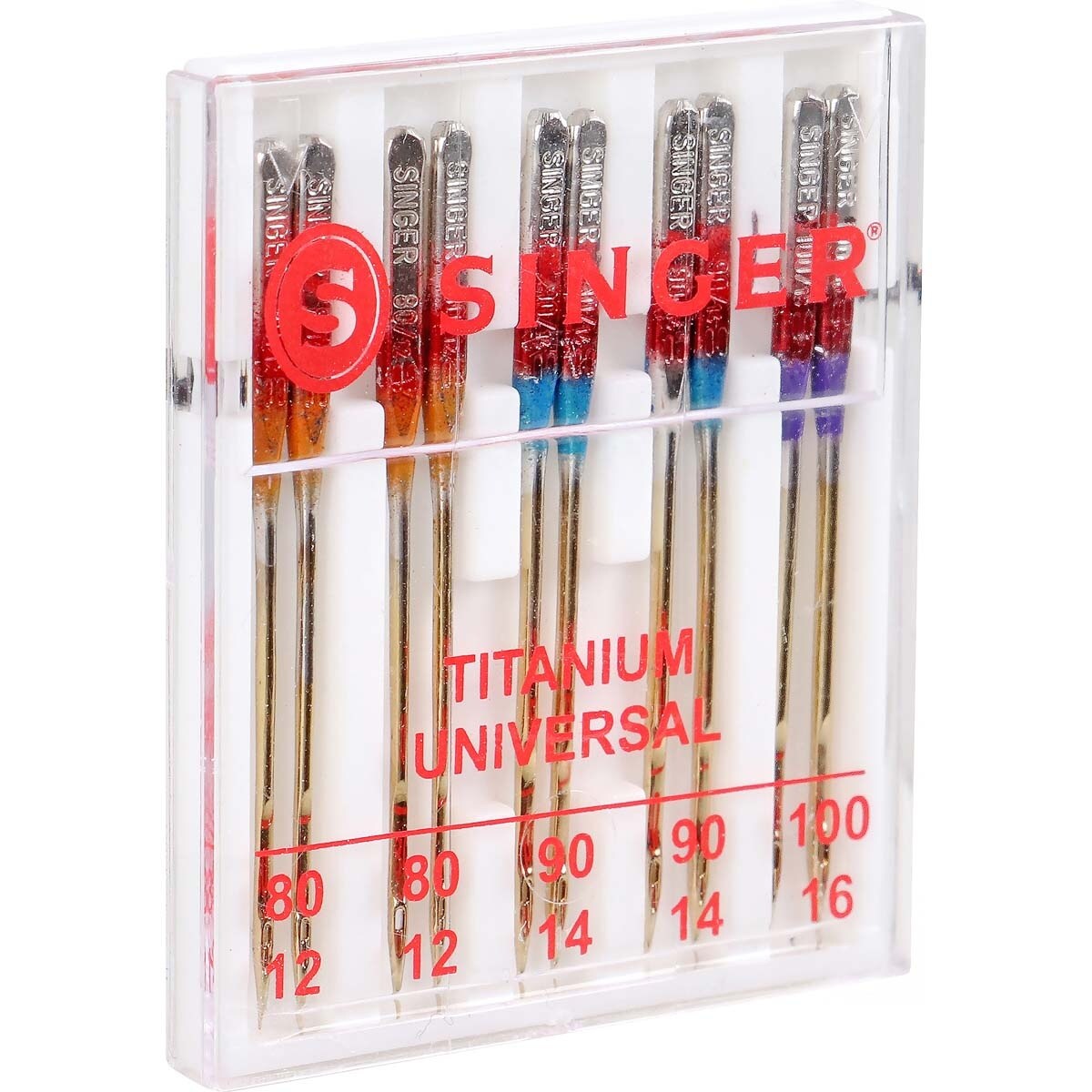 SINGER Titanium Universal Regular Point Machine Needles-Sizes 11/80 (4), 14/90 (4) & 16/100 (2)