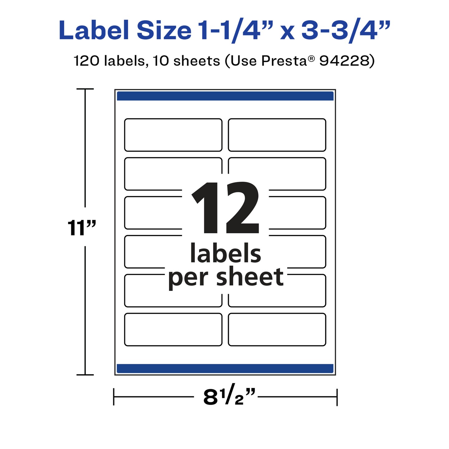 Avery Glossy White Rectangle Labels with Sure Feed, 1.25" x 3.75"