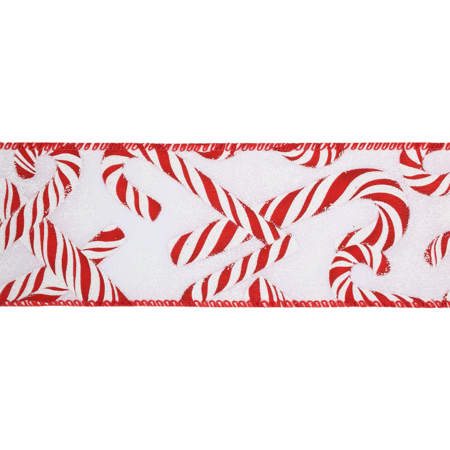 LaRibbons 2 1/2" Wired Ribbon | Candy Cane on White | 10 Yard Roll