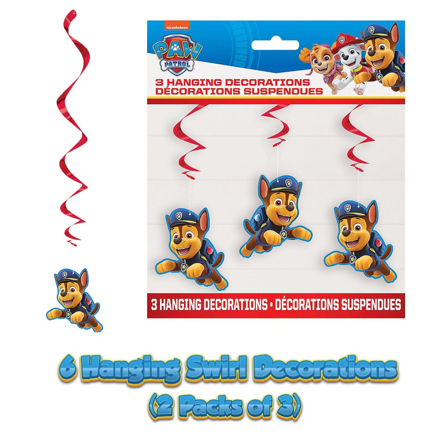 Paw Patrol Party Decorations Set &#x2013; Banner and Hanging Swirl Streamers with Chase Cutouts for Kids Birthday Party Supplies