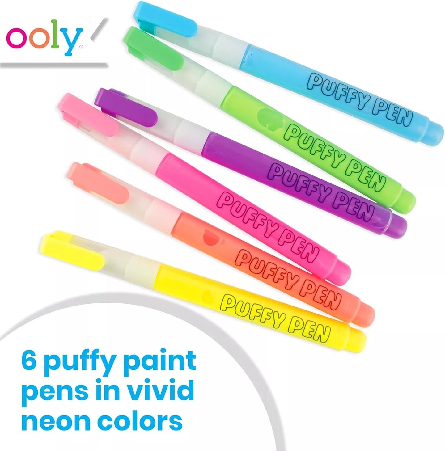 Set of 6 Neon Gel Pens Set (Puffy Pen)
