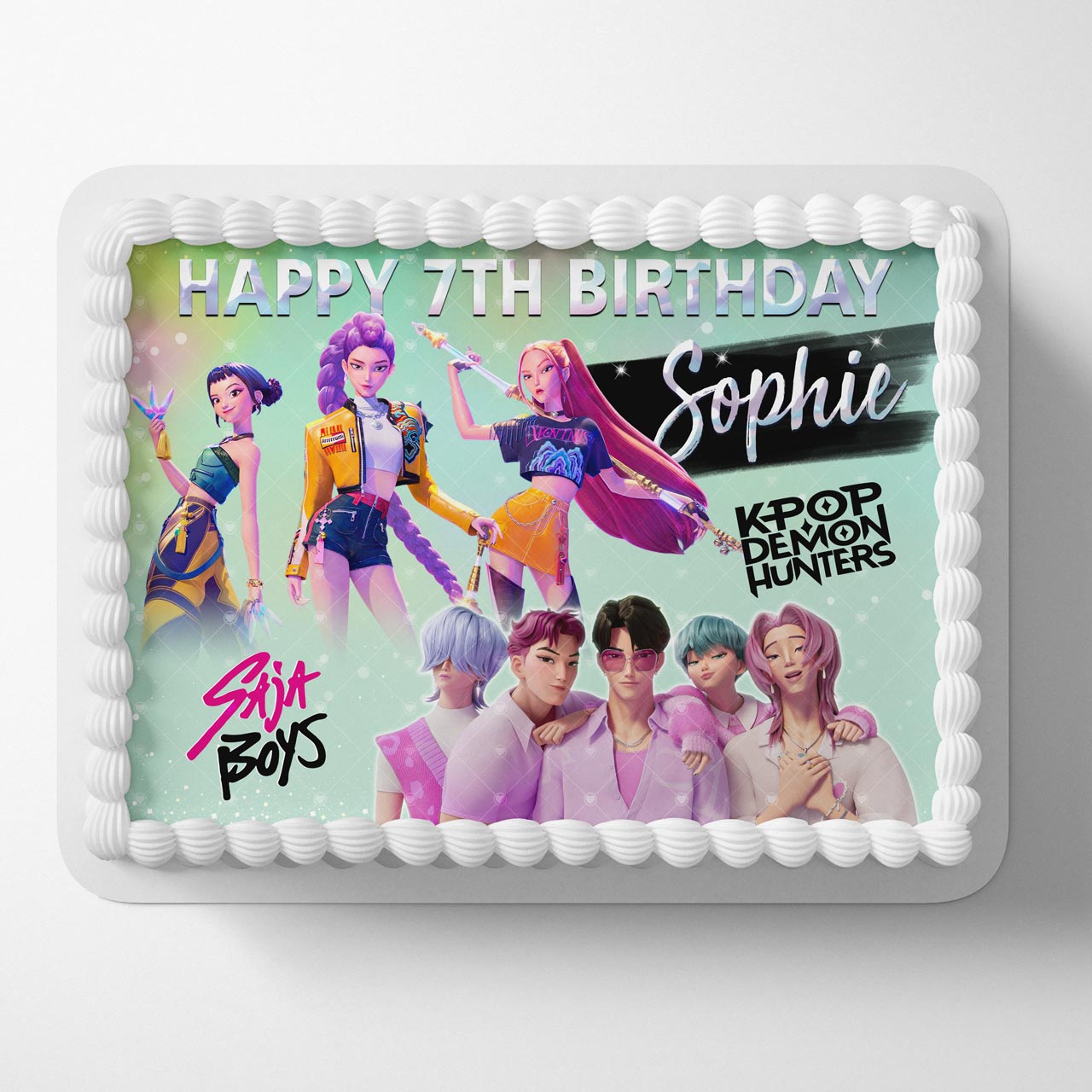 Kpop Hunters Geburtstagsdeko - Huntrix Rumi Mira Zoey Cake Topper