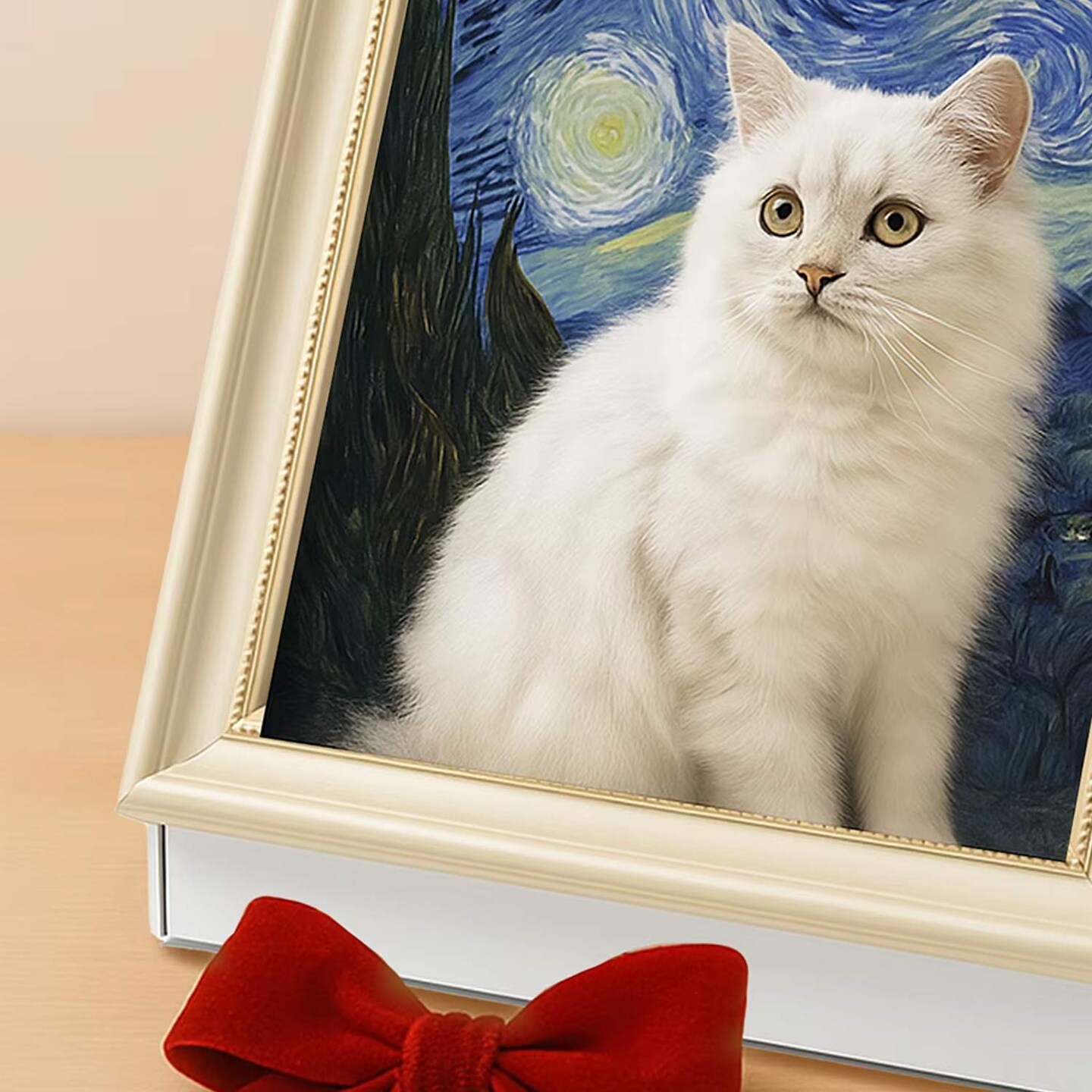 Starry Night Oil Painting Cat Scratcher Cardboard Cat Tree Mat for Cats 16.92" x 12.60" x 20.86"