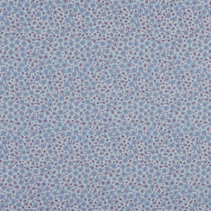 1 Yard Cotton Voile Light Blue Red White Little Florals Fabric