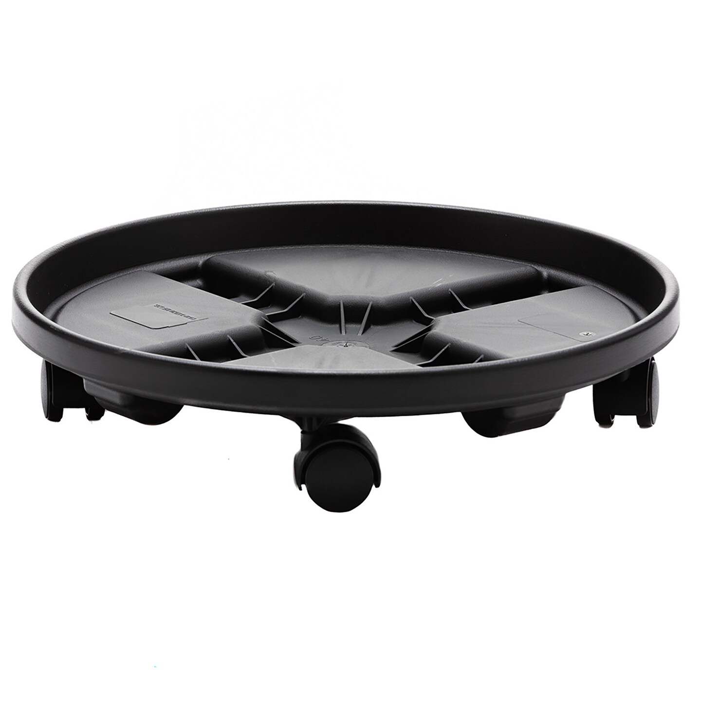 Bloem Round Planter Caddy With Wheels: 16" - Black - Durable Plastic Dolly, 360 Degree Wheel Movement, For Indoor and Outdoor Use, Gardening, 125 lb Capacity