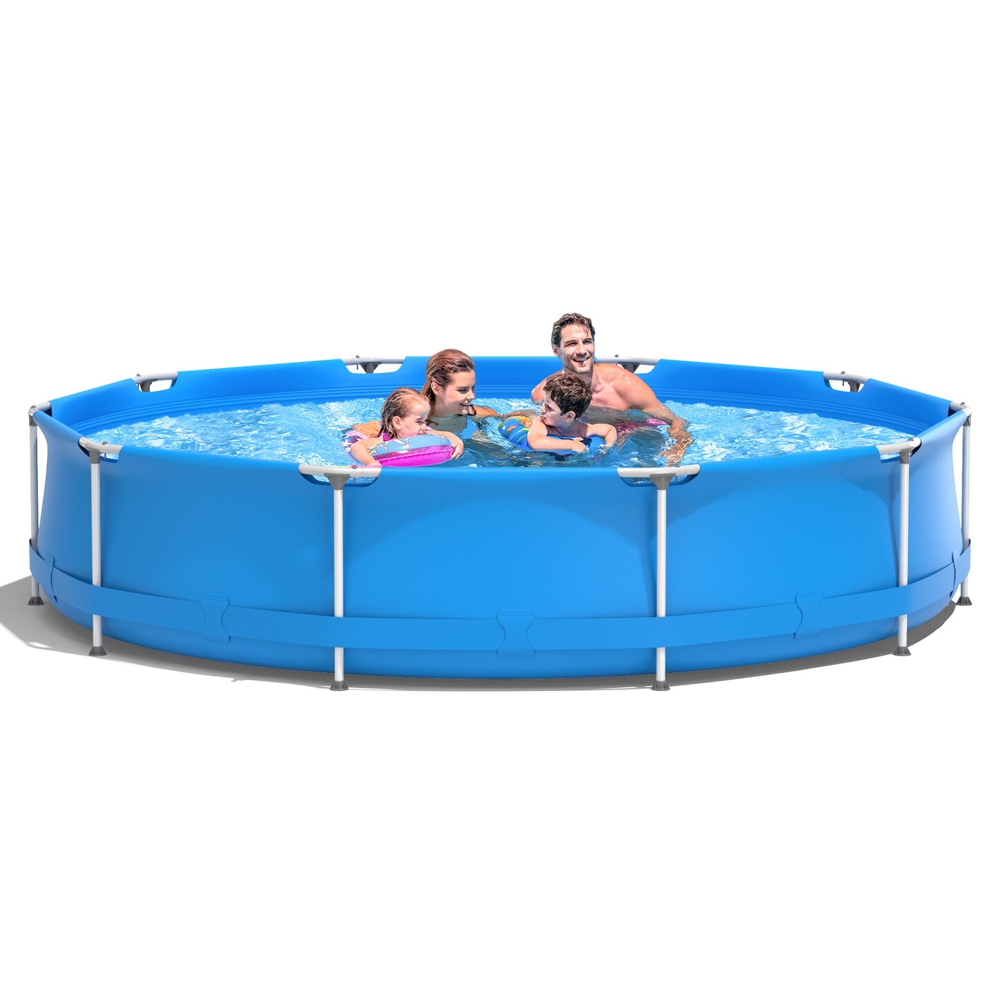 PVC Round Above Ground Pool with Pool Cover for Kids and Adults