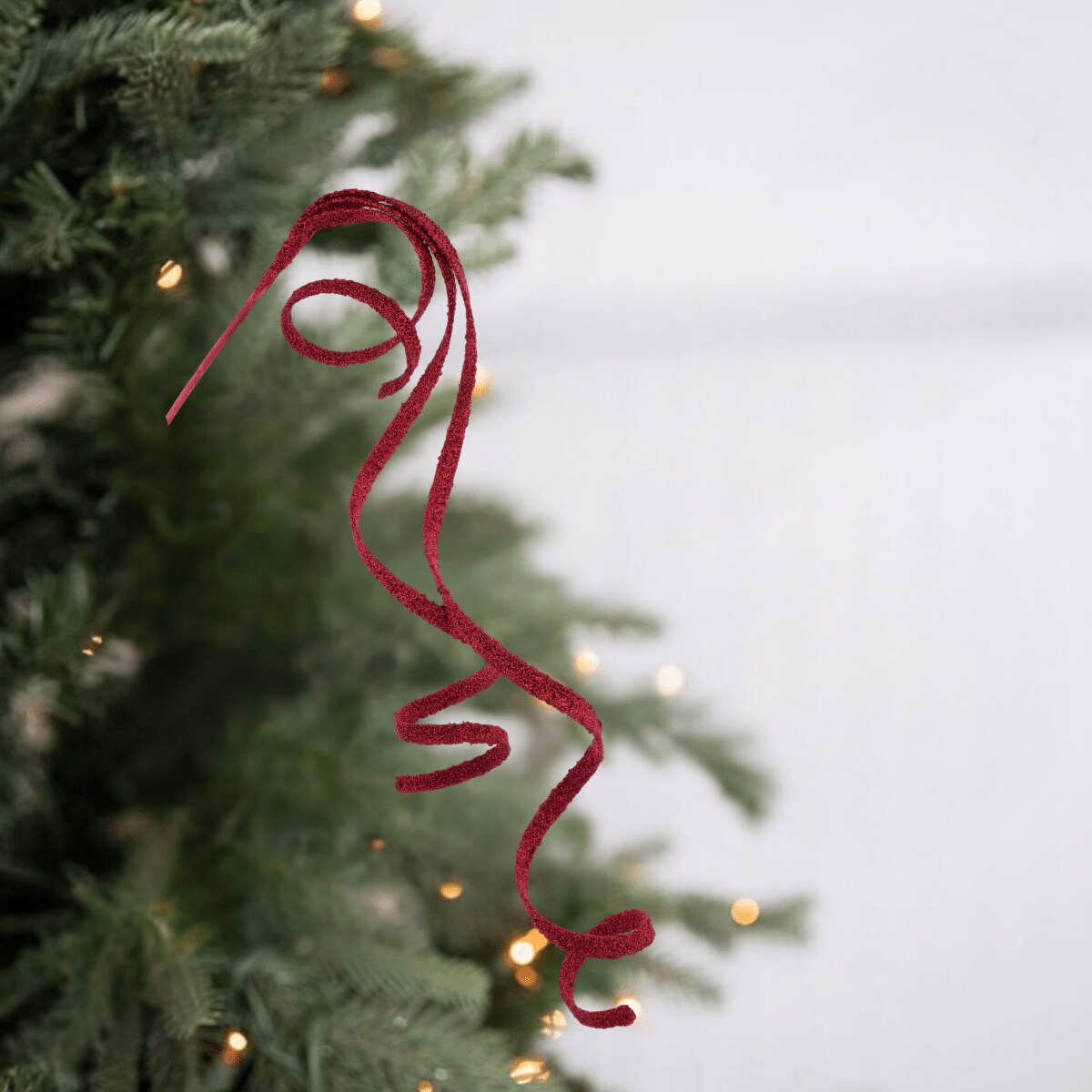 46&#x22; Glitter Beaded Ribbon Spray: Red