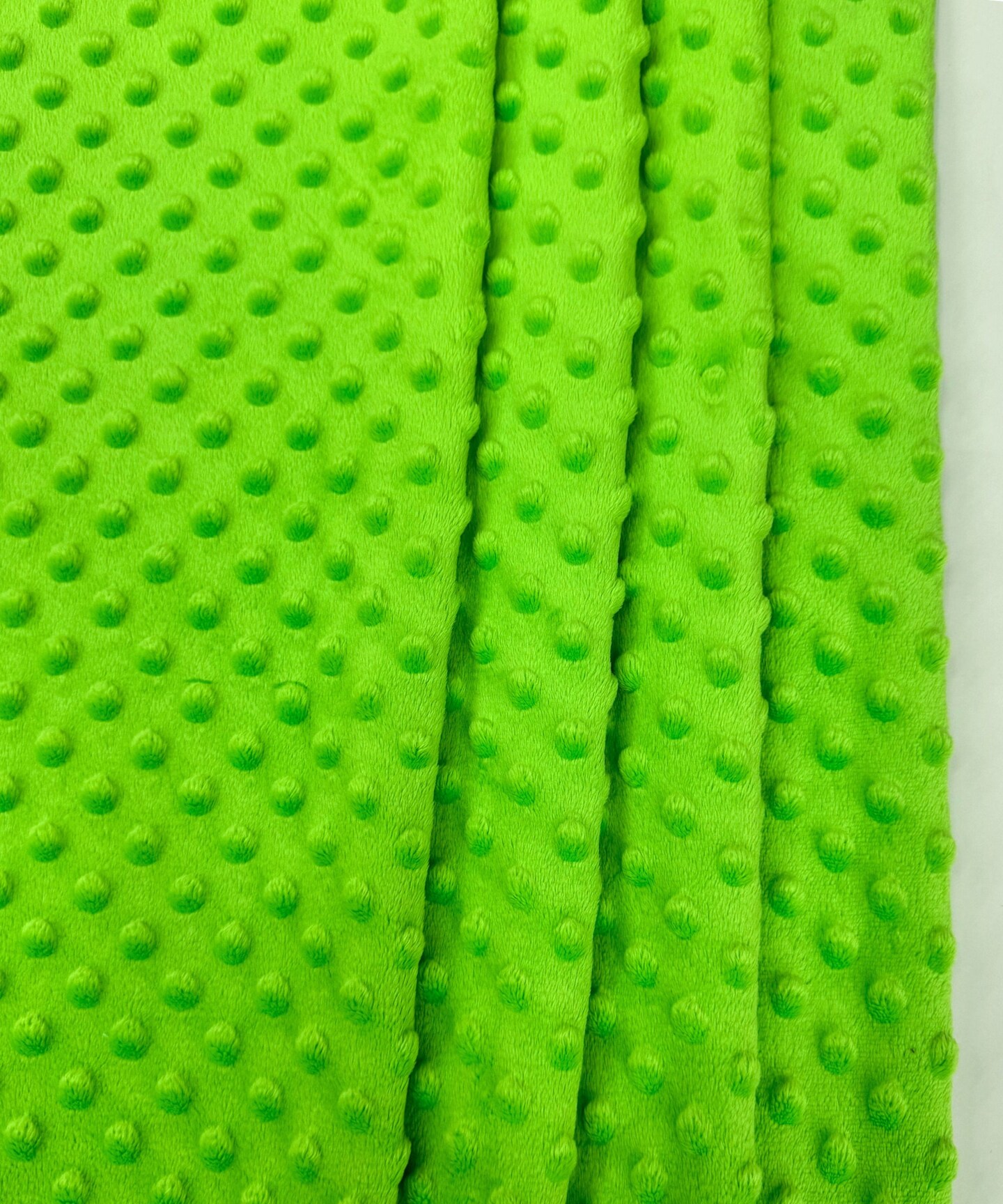 Lime Green Minky Dot Fabric by the Yard, 60" Wide Ultra-Soft Plush Minky Fabric for Baby Blankets, Nursery Decor, Plush Toys & Sewing