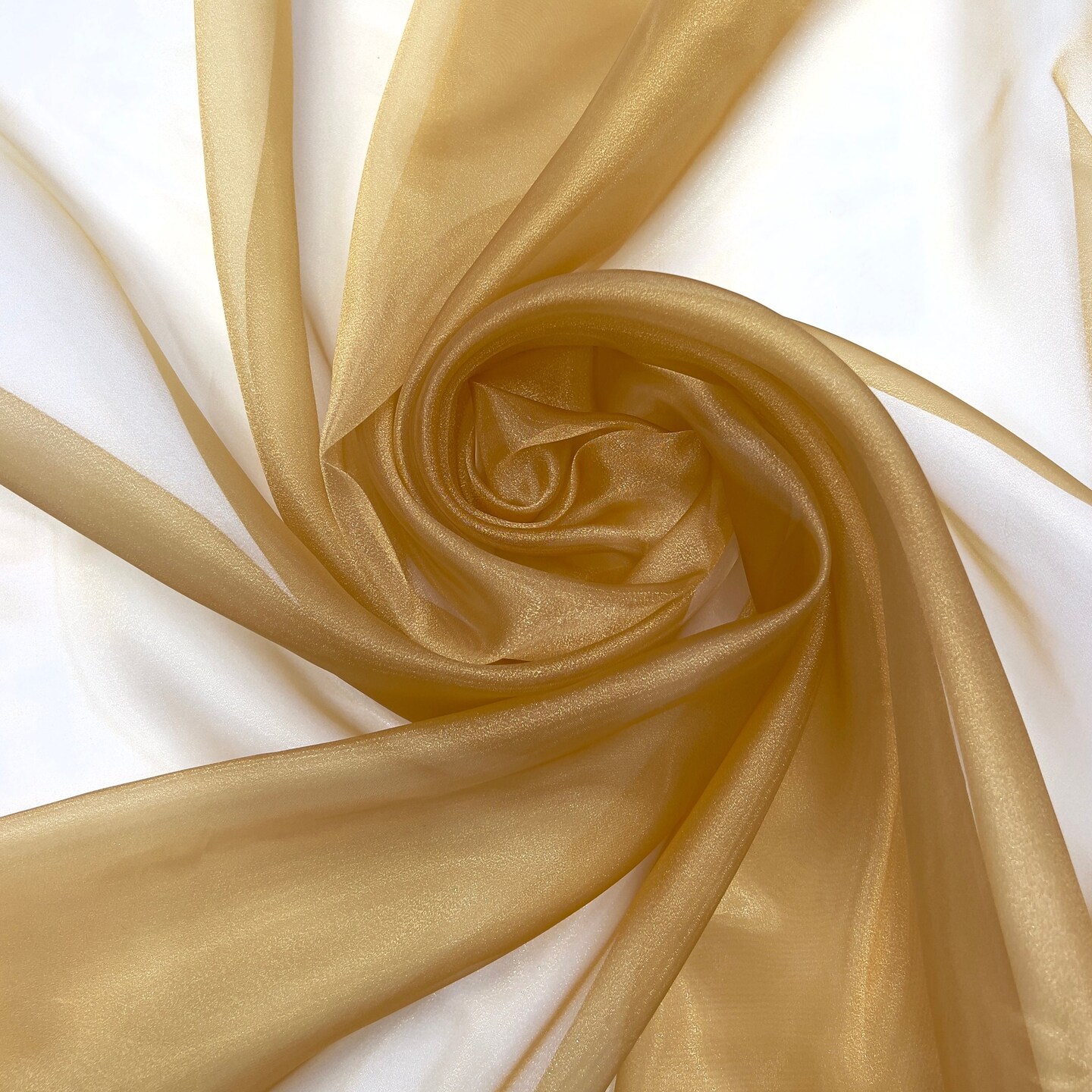 Gold Crystal Organza Fabric by the Yard, 60" Wide Sheer Lightweight Organza for Wedding Dresses, Event Decor, Curtains & Sewing