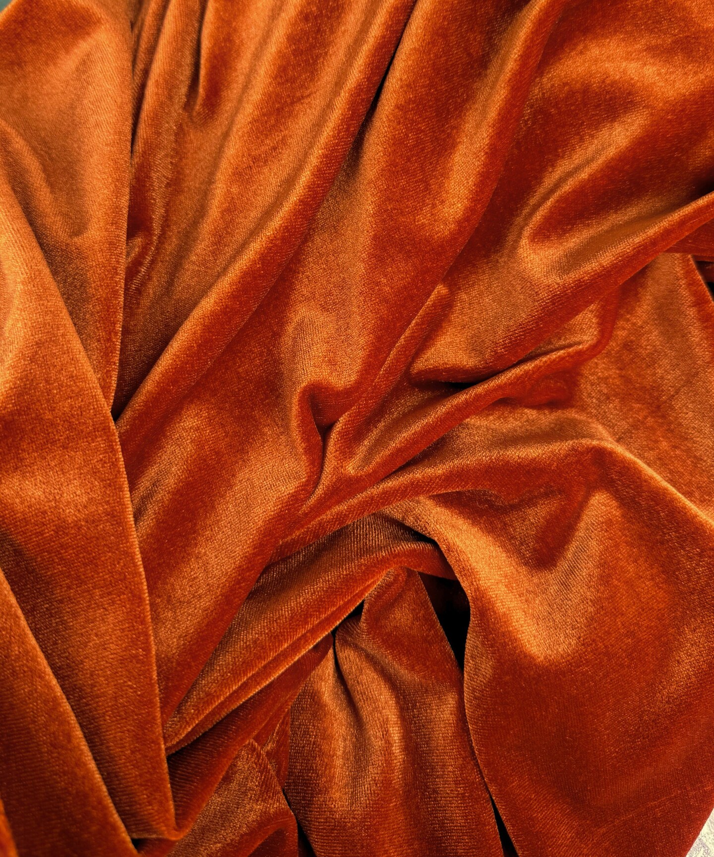 Burnt Orange Stretch Velvet Fabric by the Yard, 58" Wide Plush Velvet 4-Way Stretch