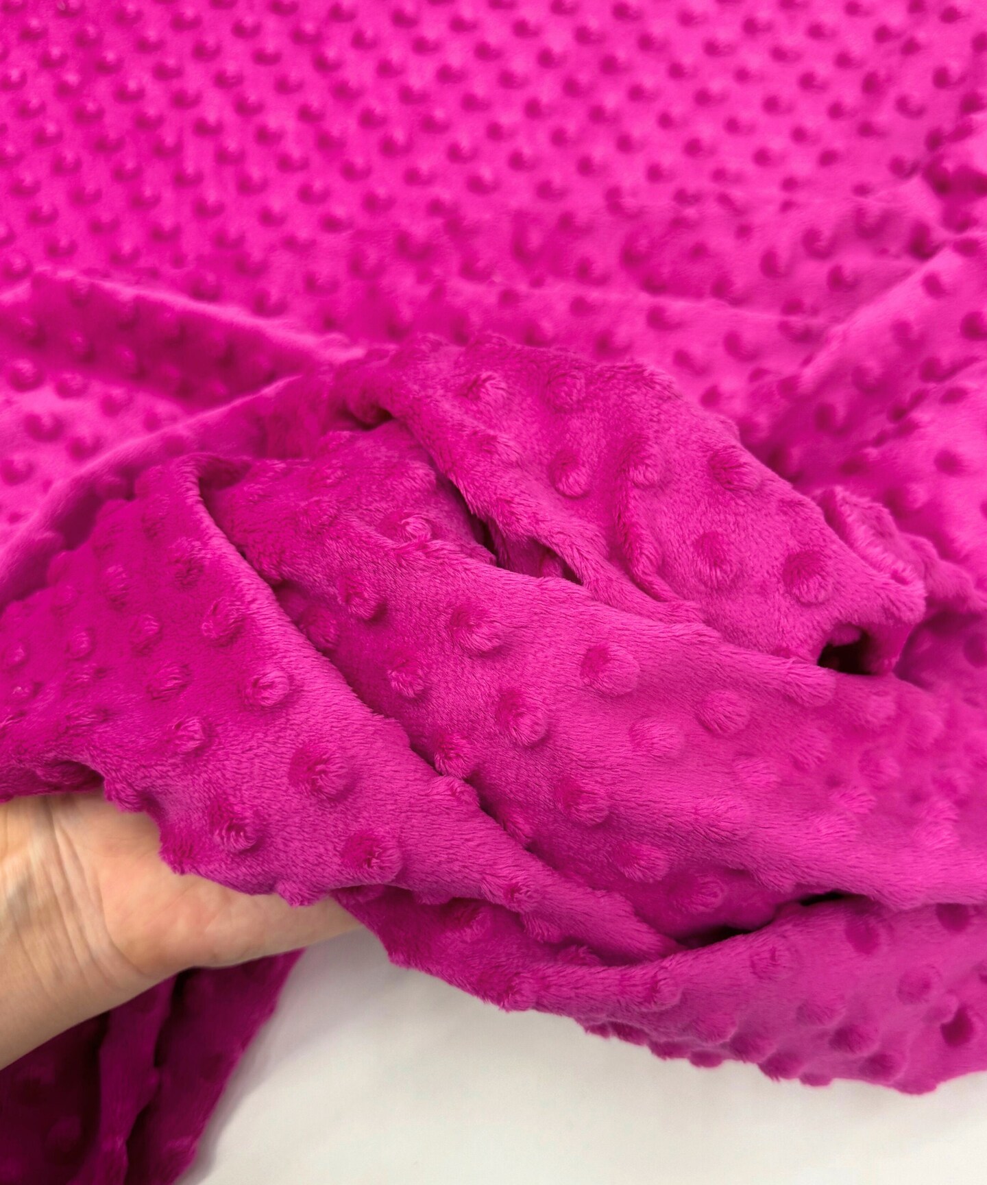 Fuchsia Minky Dot Fabric by the Yard, 60" Wide Ultra-Soft Plush Minky Fabric for Baby Blankets, Nursery Decor, Plush Toys & Sewing