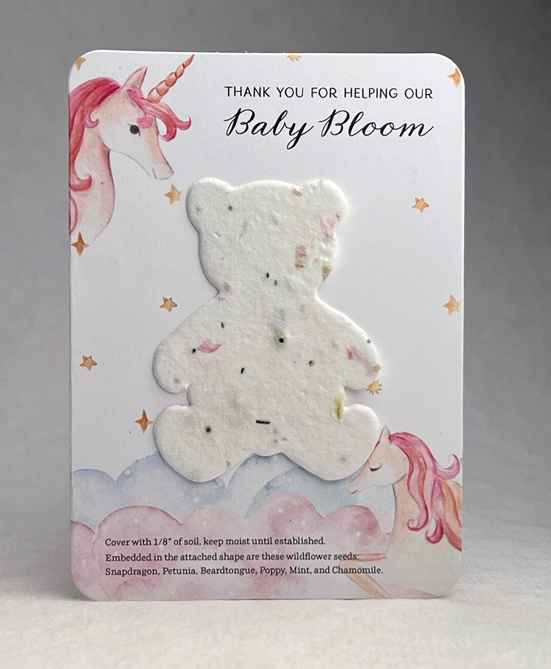 Custom Recycled Cards with Wildflower Seed Paper Teddy Bear - Baby ...