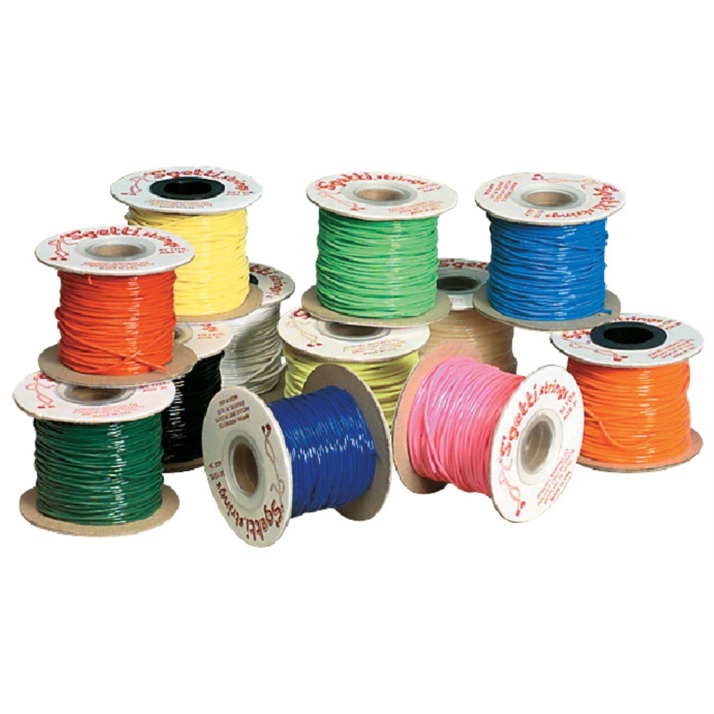 Pepperell Braiding S&#x27;Getti Plastic Round Lacing String, Assorted Colors, Set of 12