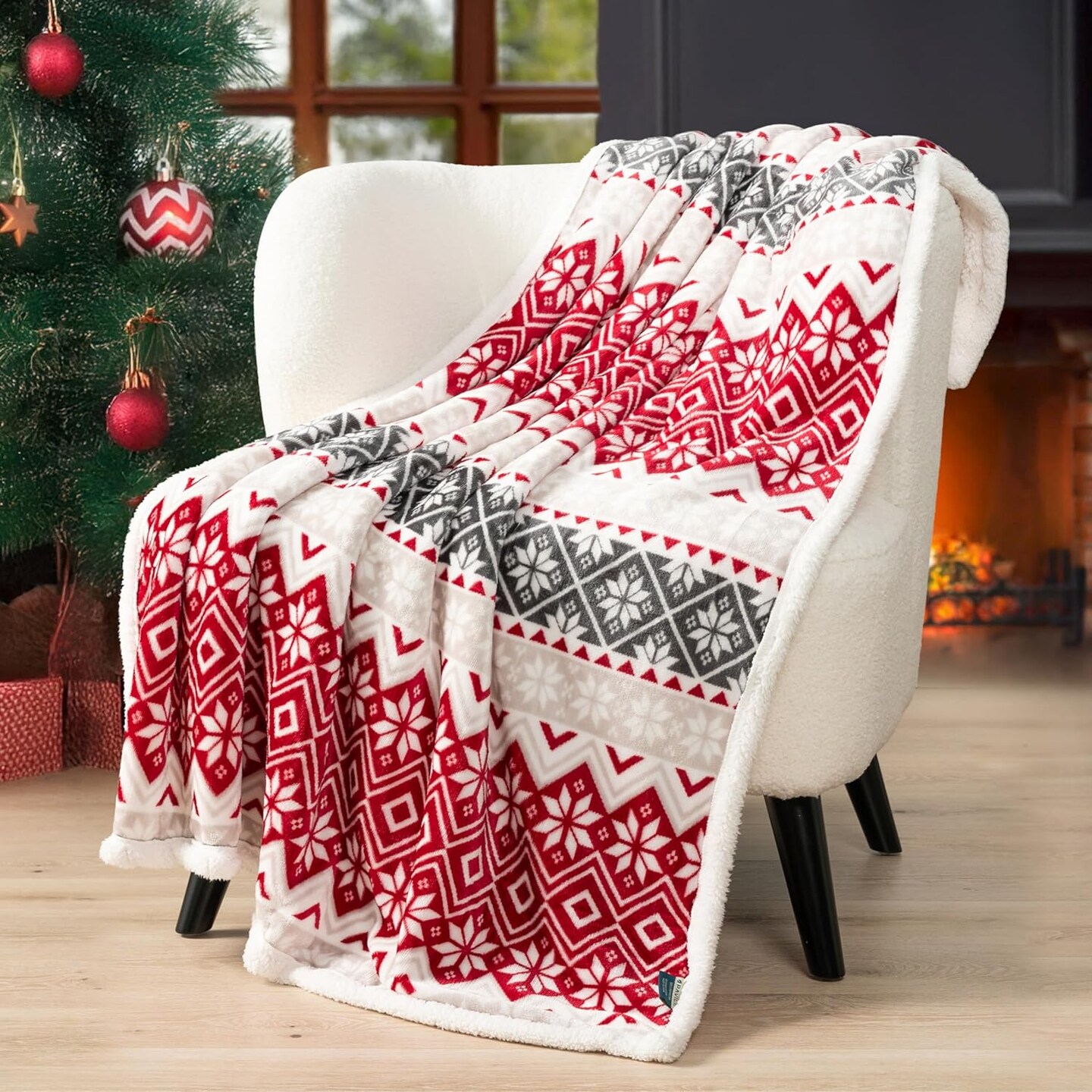 Premium Christmas Sherpa Throw Blanket | Christmas Decoration, Fleece, Plush, Warm, Cozy Reversible Microfiber Holiday Blanket 50 x 60
