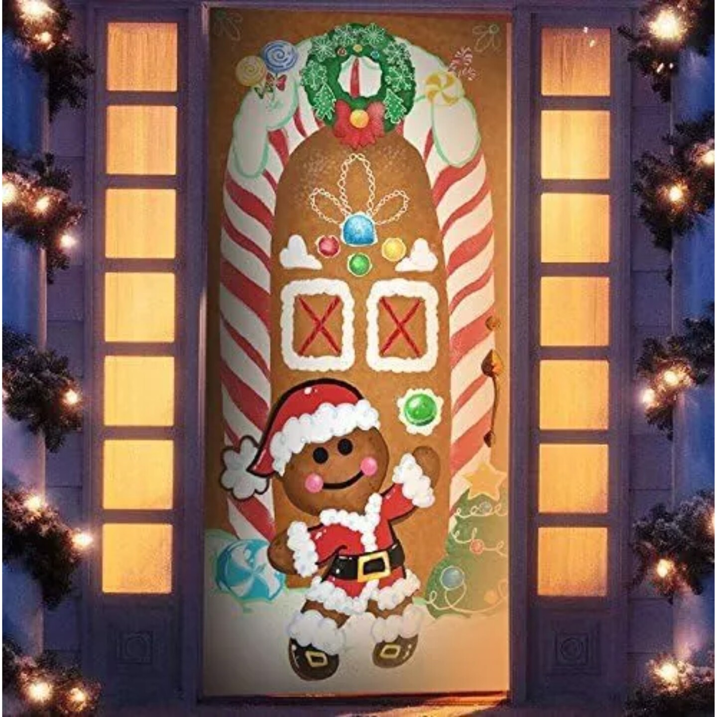 Kitcheniva Christmas Ginger Bread House Window Door Cover Decor 72&#x22; X 30&#x22;