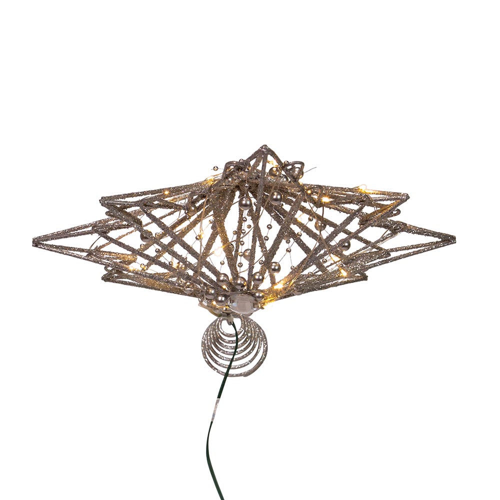 Kurt Adler 15.5-Inch 30-Light Fairy Light Silver Star Tree Topper