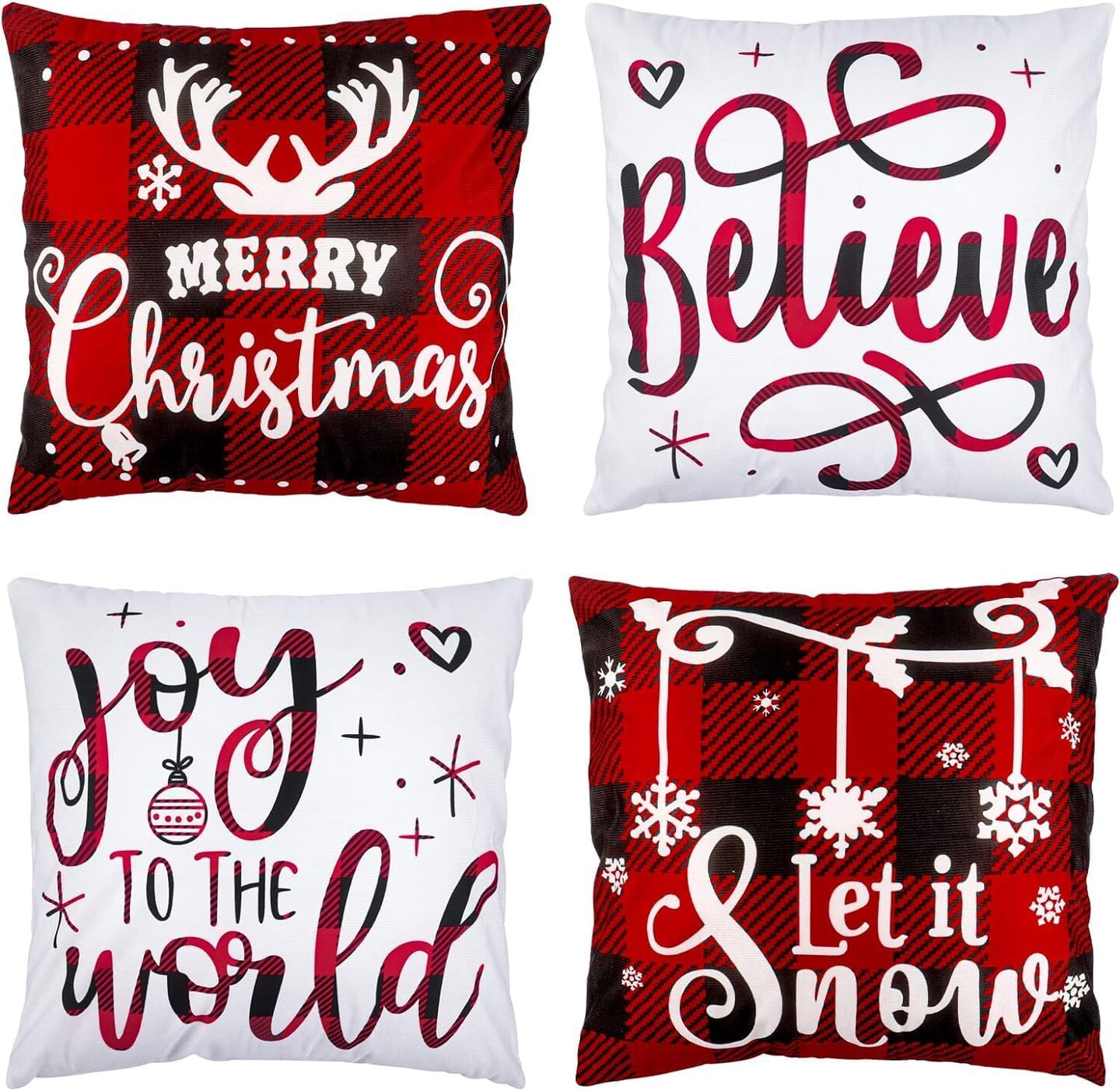 Christmas Pillow Covers 18x18 Set of Winter Throw Pillow Covers