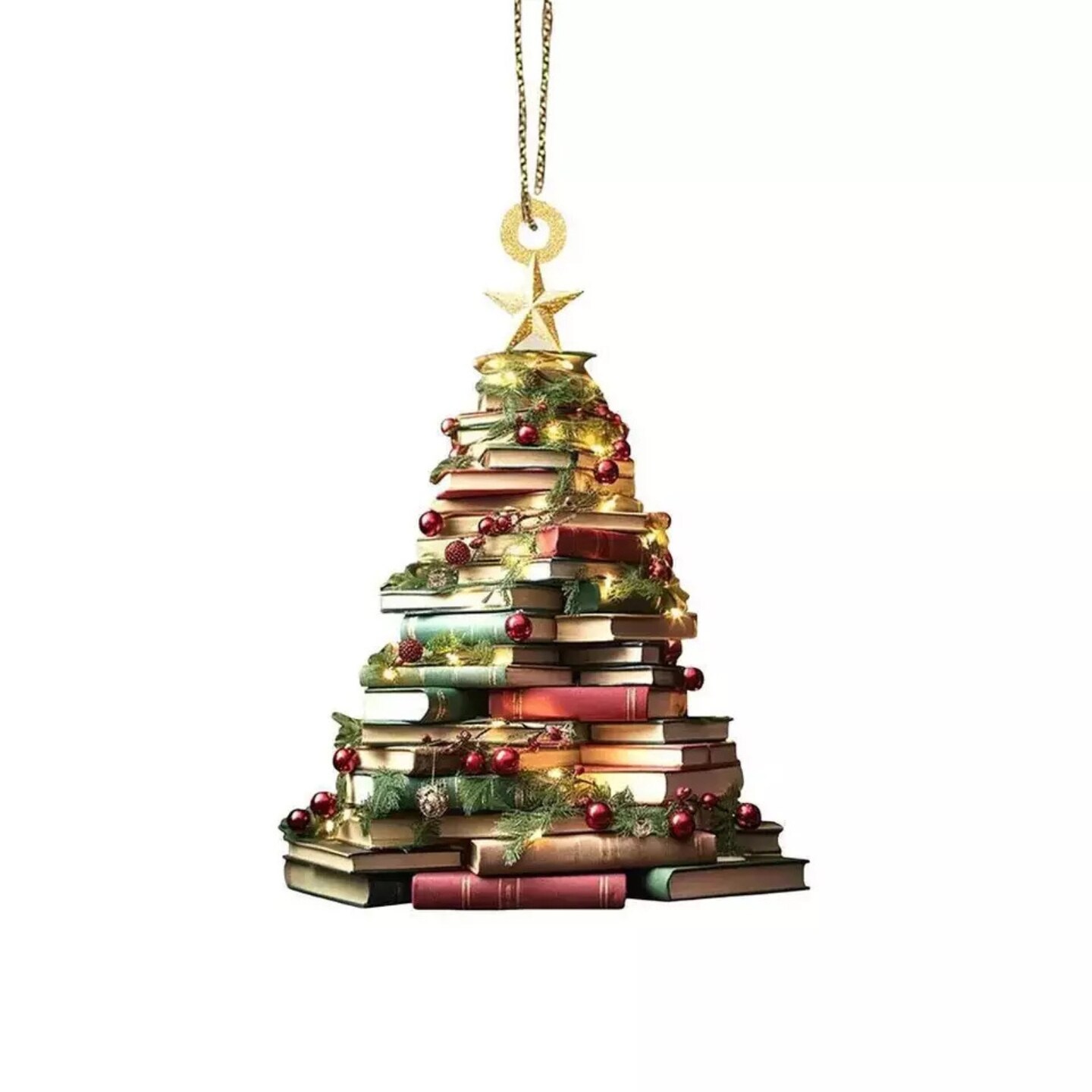 Kitcheniva 1 Pc Book Lovers Bookshelf Christmas Tree Shape Hanging Ornament Decor