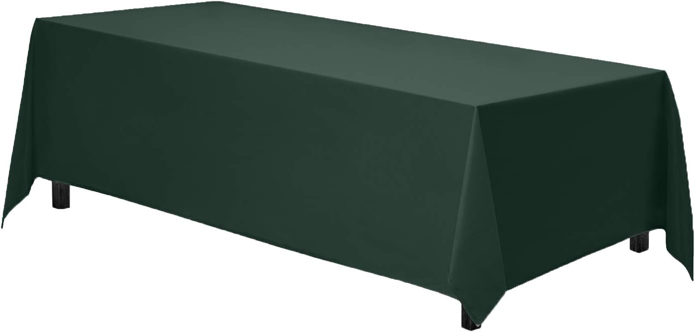 Rectangle Tablecloth - 70 x 120 Inch Hunter Green Table Cloth for 6 or 8 Foot Rectangle Table - Heavy Duty Washable Fabric - for Buffet Table, Holiday Party, Dinner, Wedding &#x26; Baby Shower