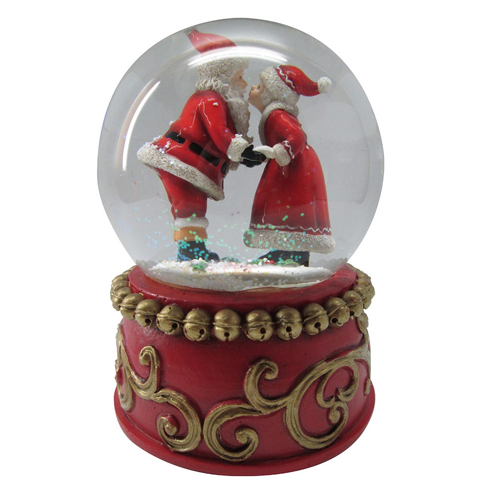 Kurt Adler 100MM Mr. &#x26; Mrs. Claus Musical Snowglobe
