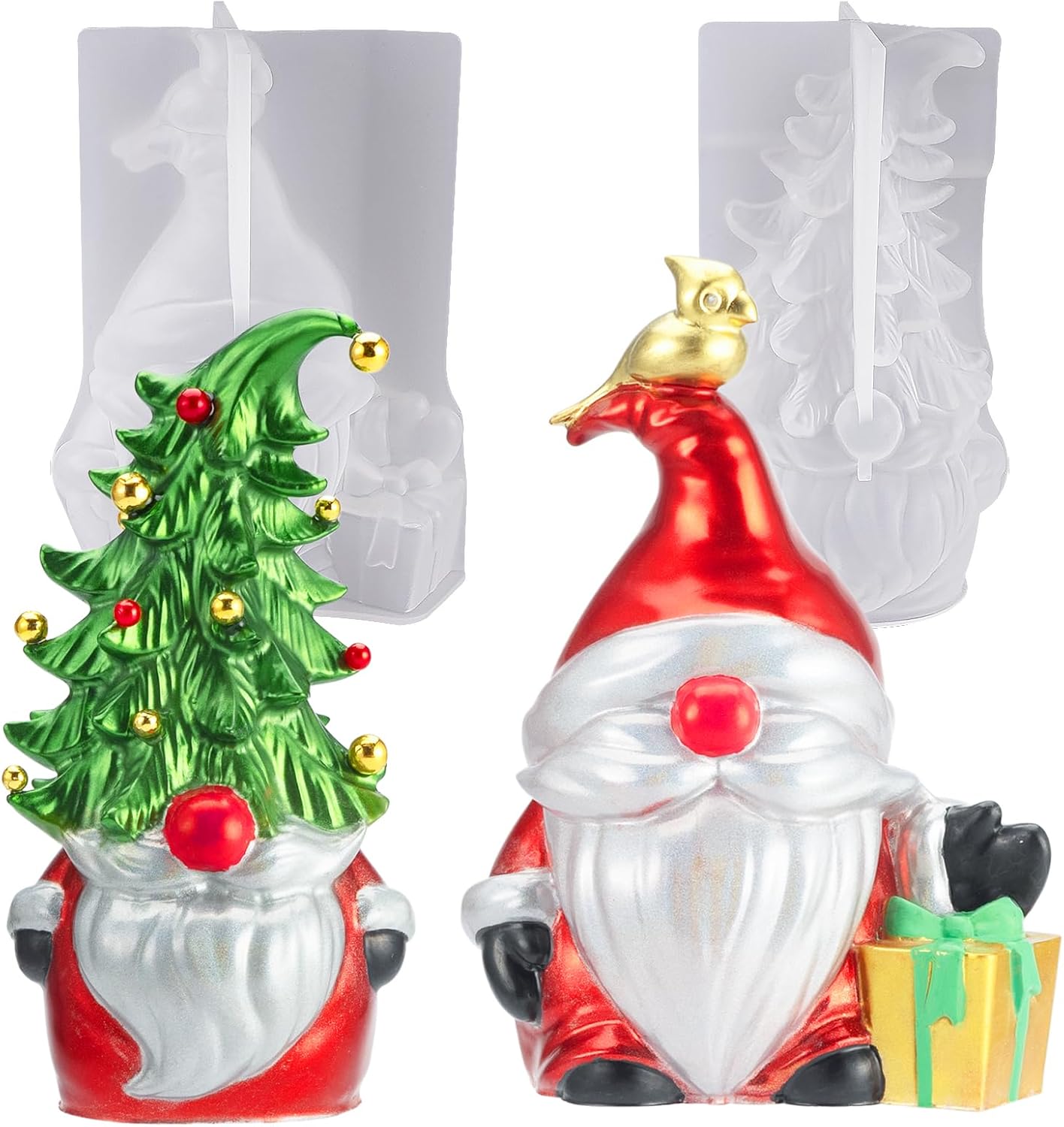 LET&#x27;S RESIN Christmas Gnomes Resin Molds, 2 Pcs Santa Gnomes Epoxy Resin Molds with Slouchy Hat Christmas Tree Gnome, Funny Silicone Molds for Epoxy Resin, Christmas Ornaments, Thanksgiving Gifts