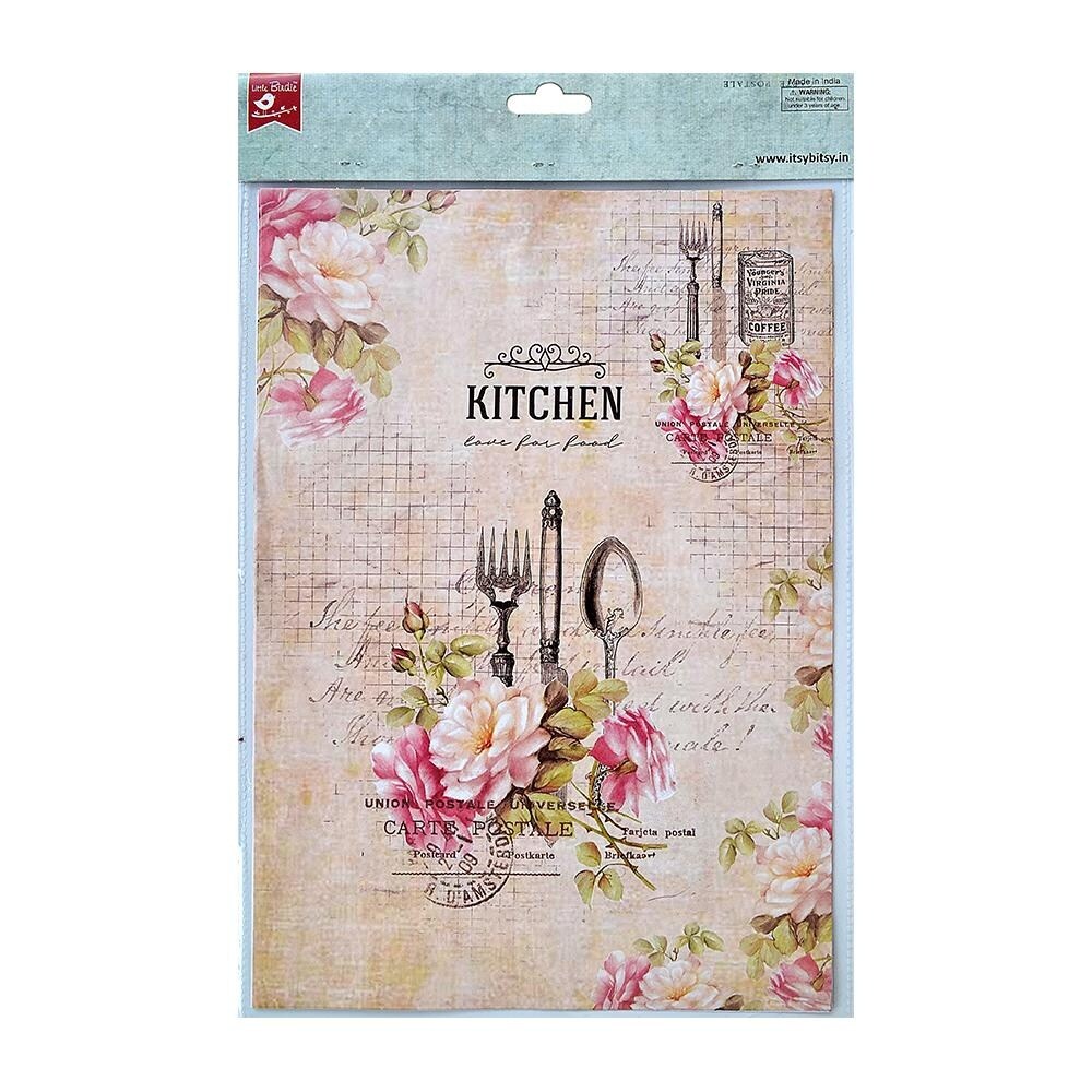 Little Birdie Decoupage Paper A4 4/Pkg-Birdie Caf