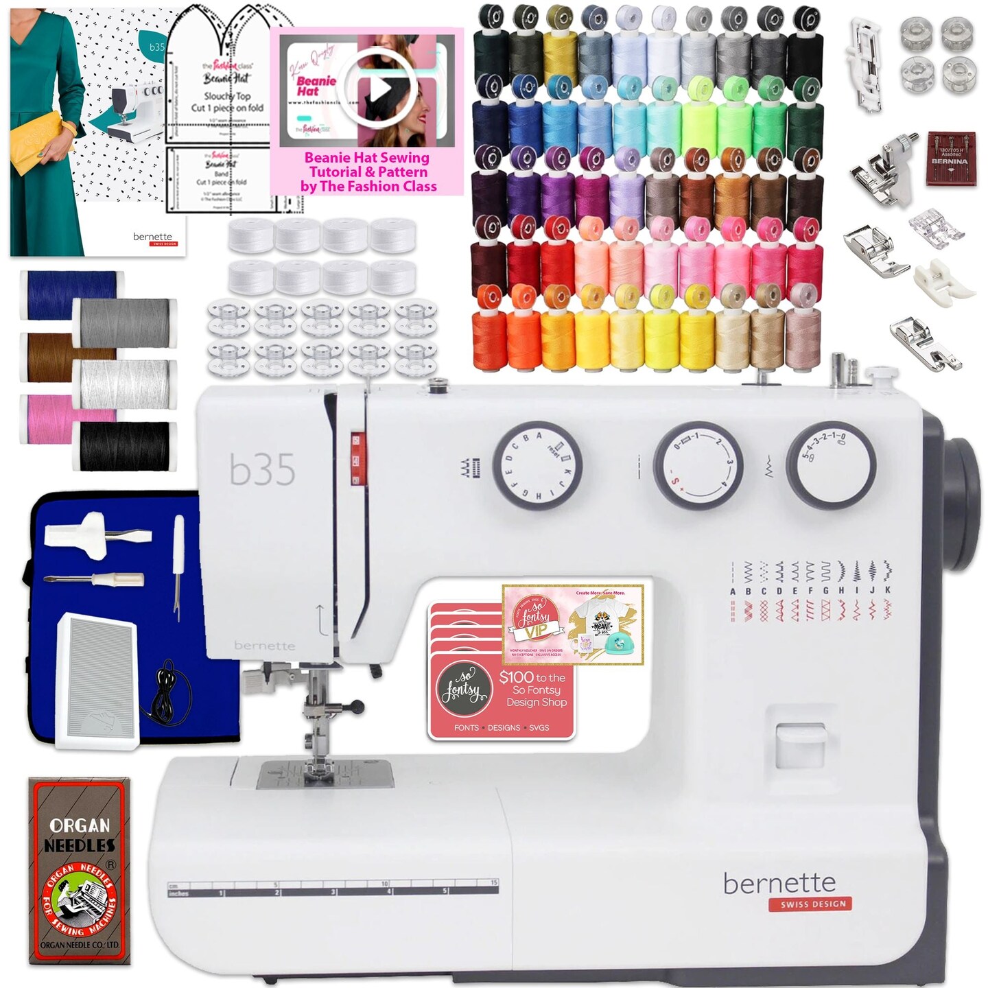 Bernette B35 Sewing Machine Deluxe Bundle by The Fashion Class
