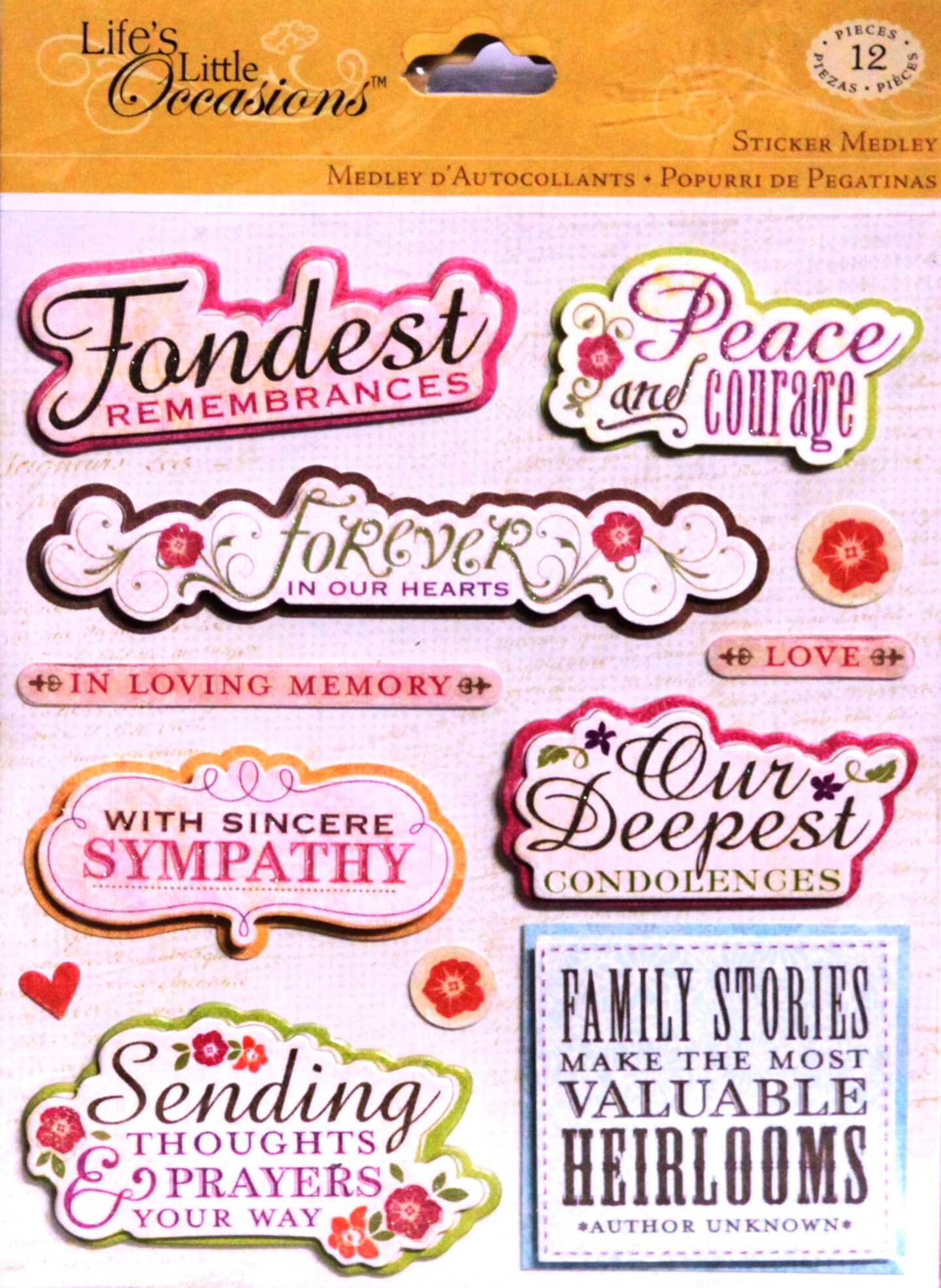 K &#x26; Company Life&#x27;s Little Occasions Inspirational Words Dimensional Sticker Medley