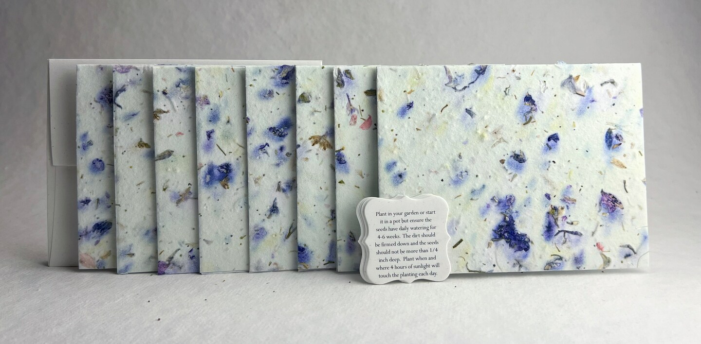 Wildflower Seed Paper A2 Folding Card - Cotton Paper Embedded with Petals Seeds - 4.25" x 5.5" - Set of 8 - With Envelopes and Guides - image14