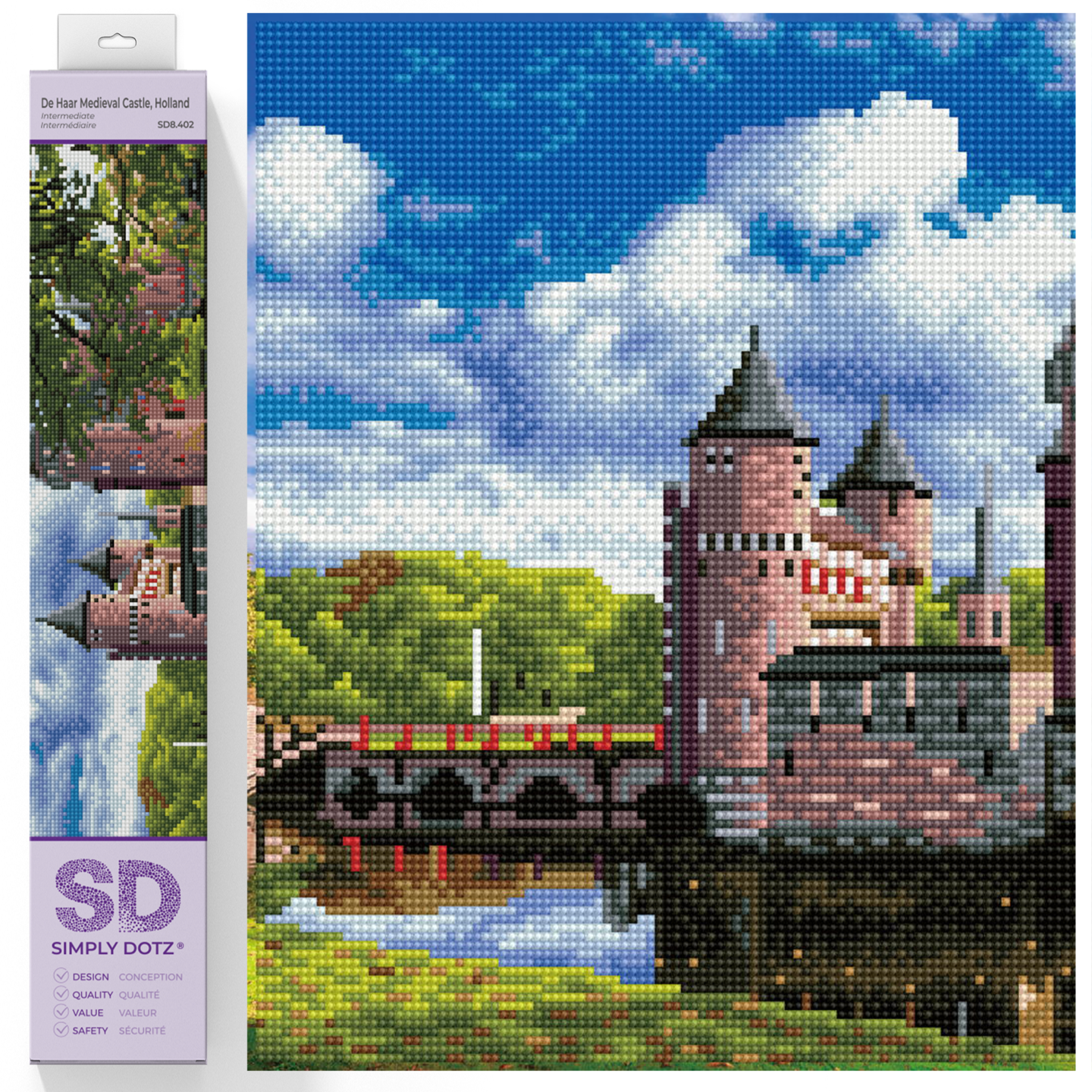 Diamond Dotz De Haar Medieval Castle- Holland Diamond Painting Kits for Adults - Diamond Art Kits a Relaxing Creative Craft Kit with Dotz Gems 13.6x20.5