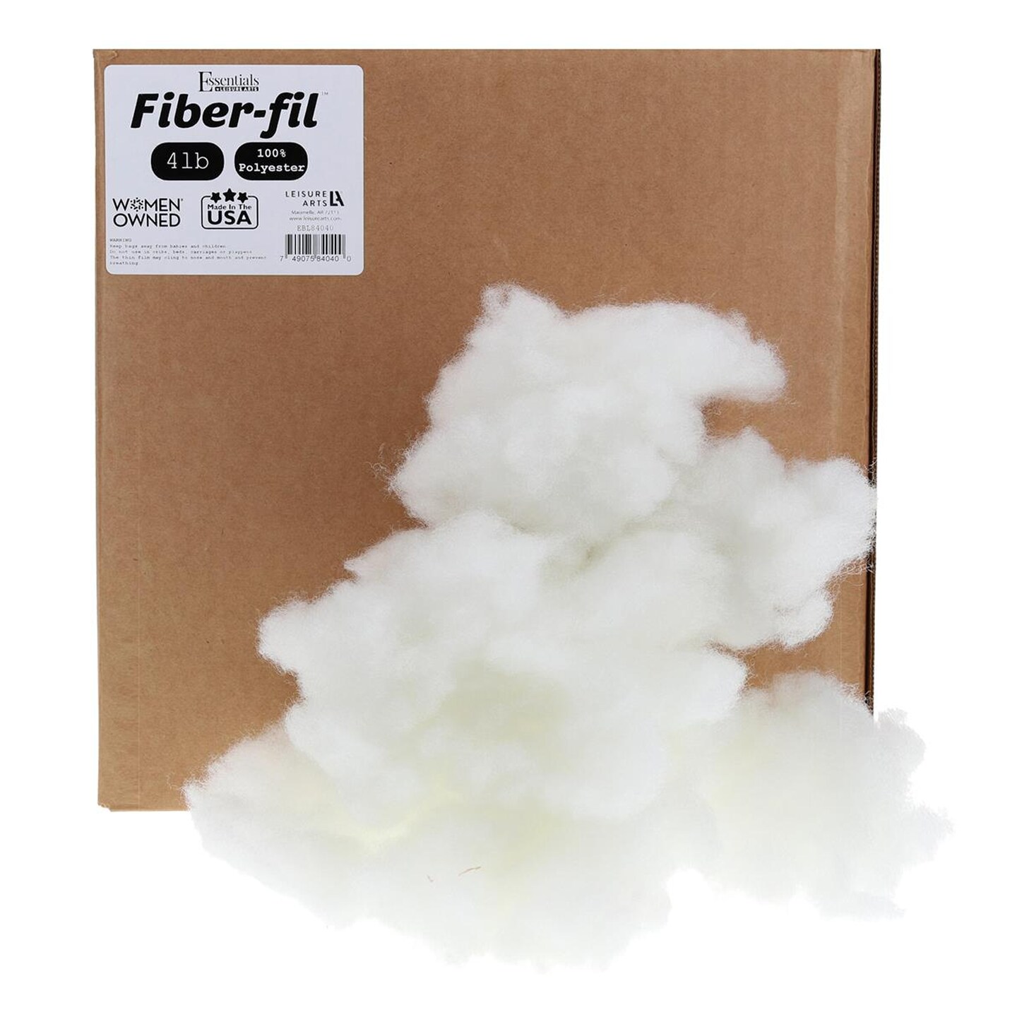 Essentials by Leisure Arts Polyester Fiber-Fil, Premium Fiber-Fil Stuffing, 4lb/64oz Box, High Resilience Polyfill for filling Stuffed Animals, Crafts, Pillow Stuffing, Cushion Stuffing