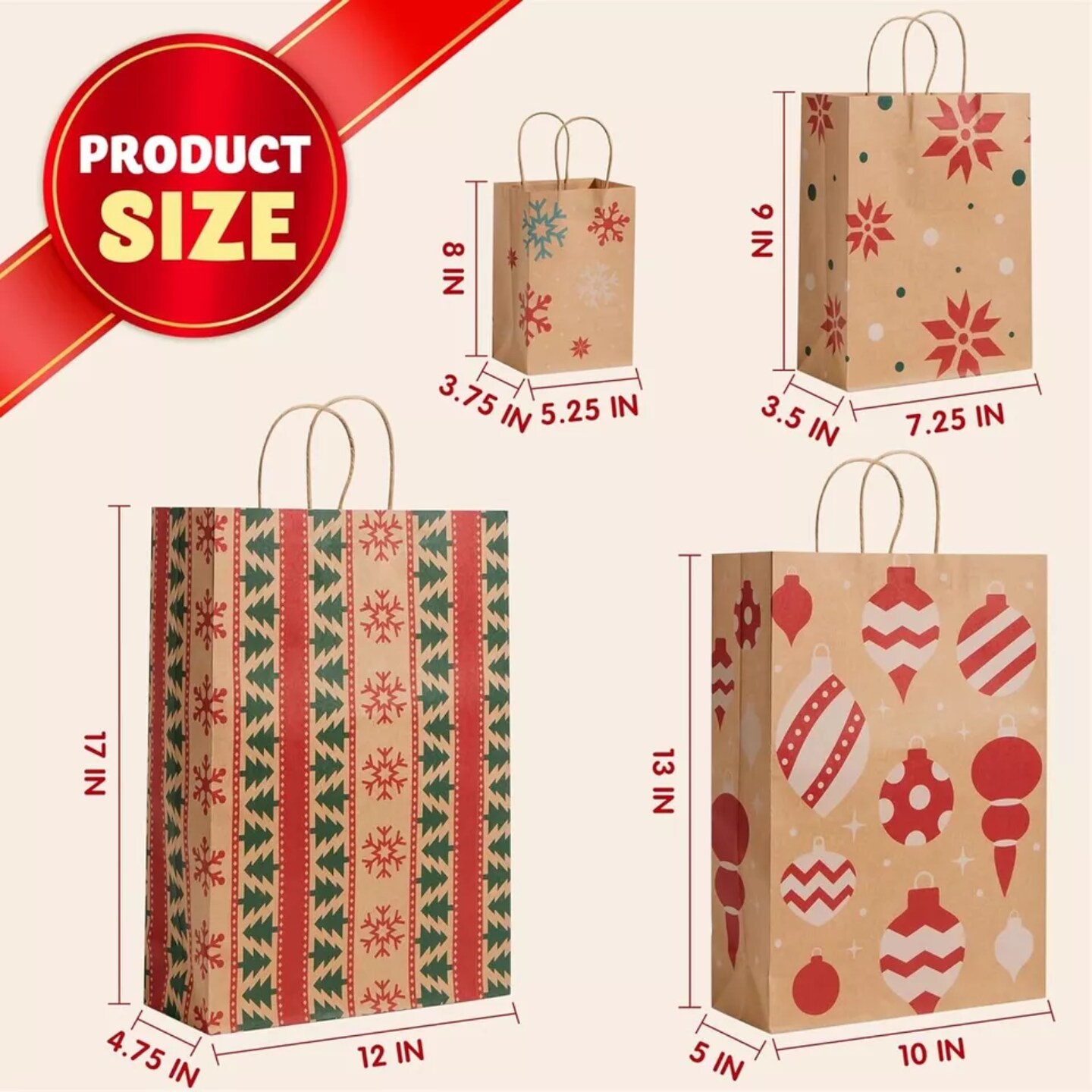 Kitcheniva 24 Pcs Christmas Kraft Gift Bags
