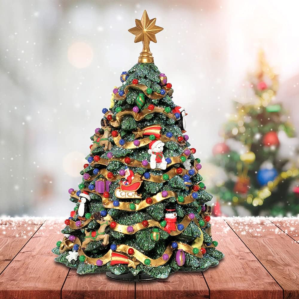 Jingle Bell Rotating Christmas Tree Figurine